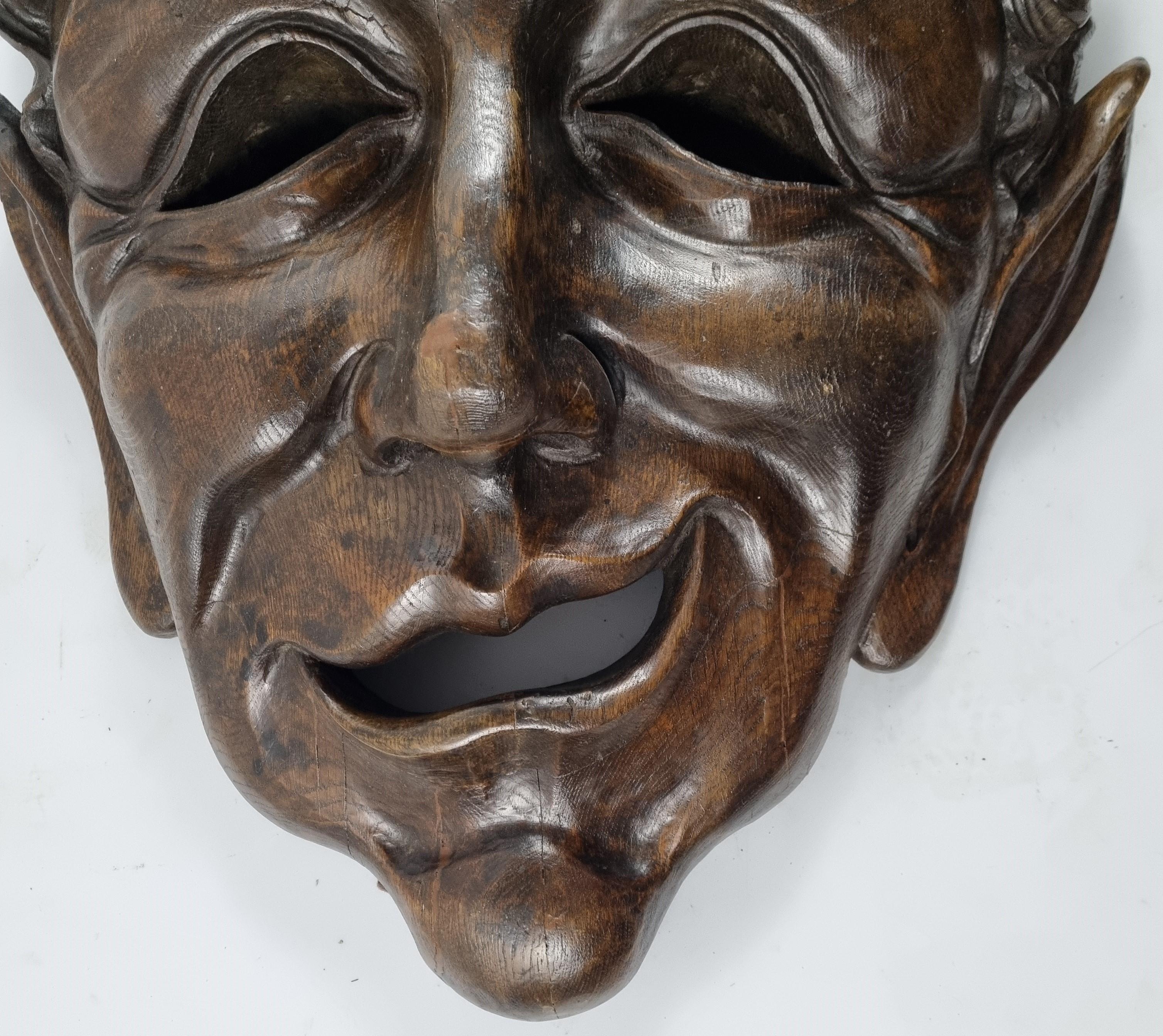 Oak wood carving depicting satyr. France 19th century.