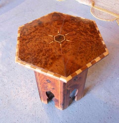 19th Octagonal Wooden Side Table with Marquetry Details