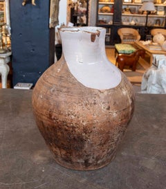 19th Old Spanish Clay Jar Glazed on The Top