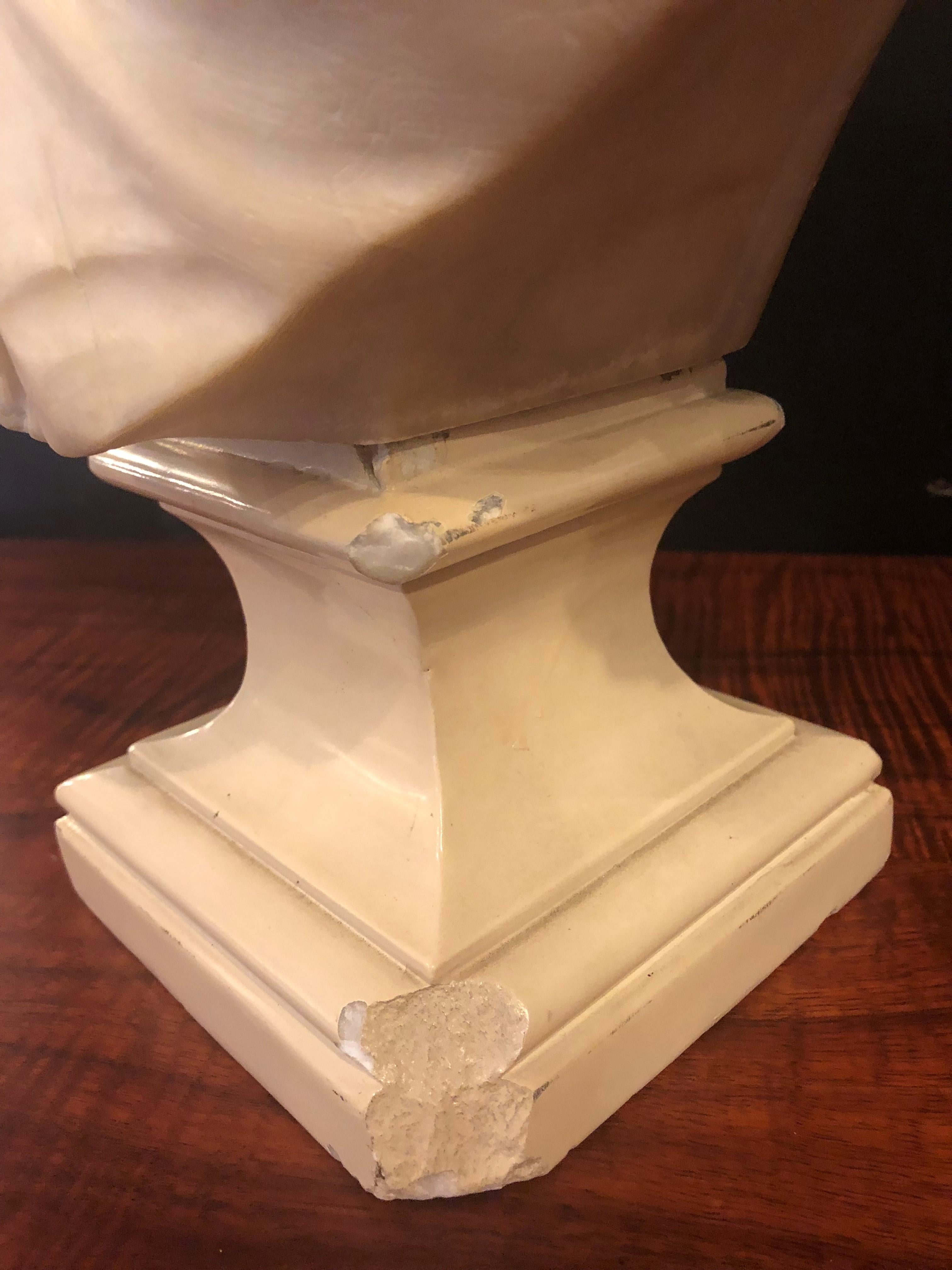 19th or Early 20th Century Marble Bust of a Young Woman Signed on Reverse 10