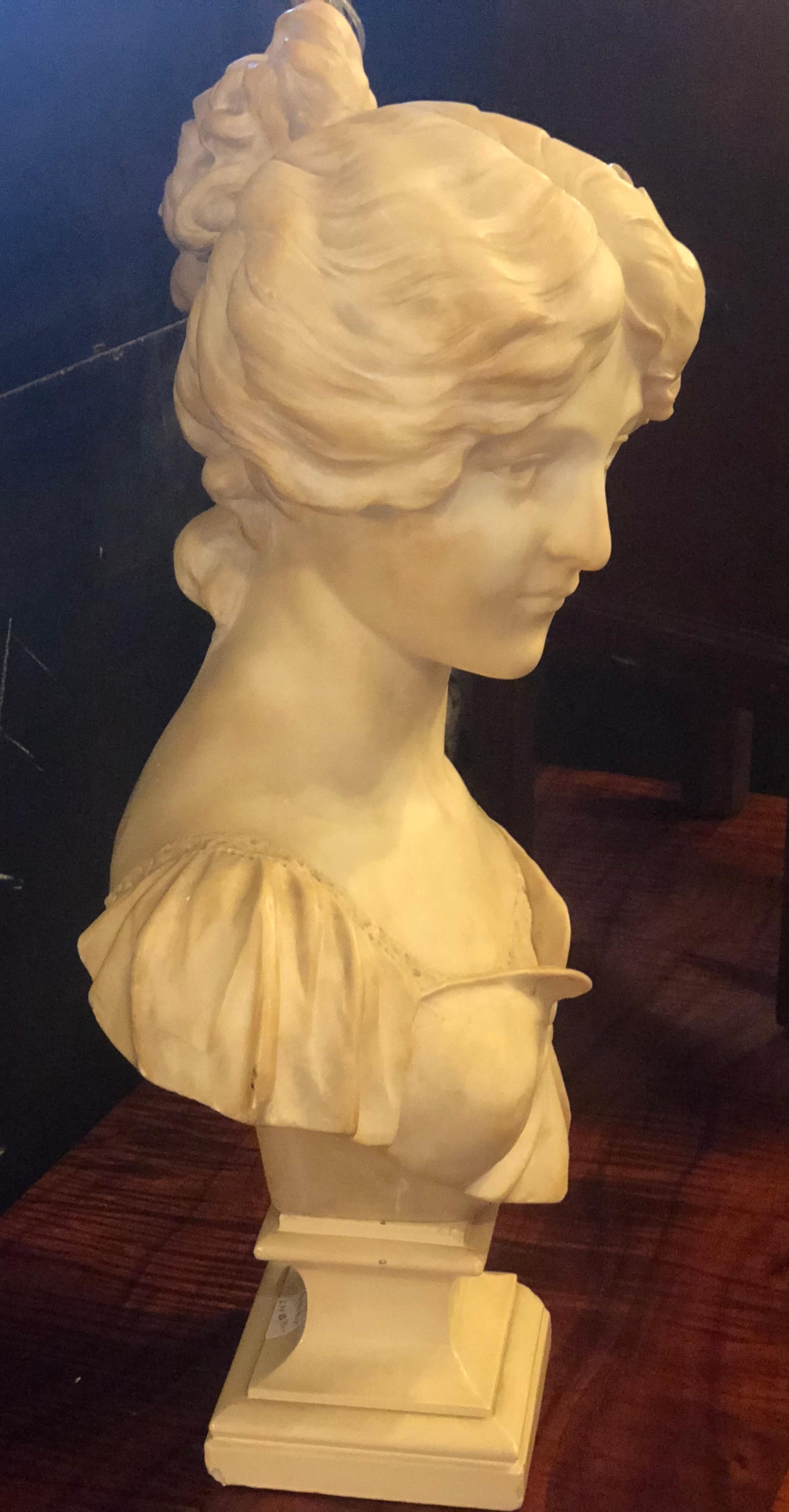 19th or Early 20th Century Marble Bust of a Young Woman Signed on Reverse 3