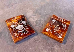 19° Coppia di antichi portasigarette con intarsio
