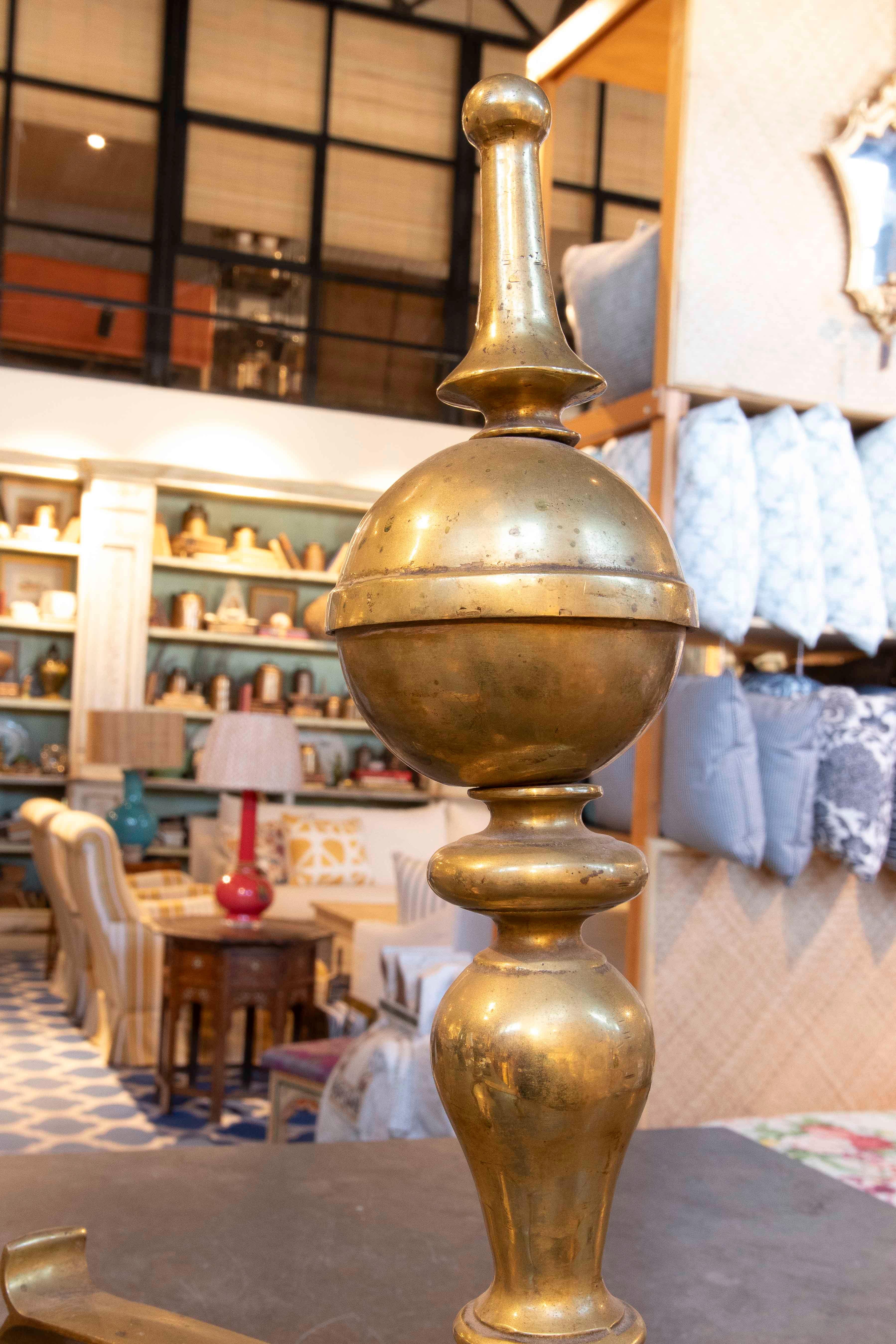 19th Pair of Brass Andirons with Claw Feet For Sale 3