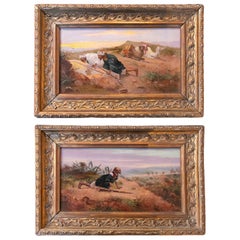 19th Pair of Century Orientalist Paintings with Desert Scenes