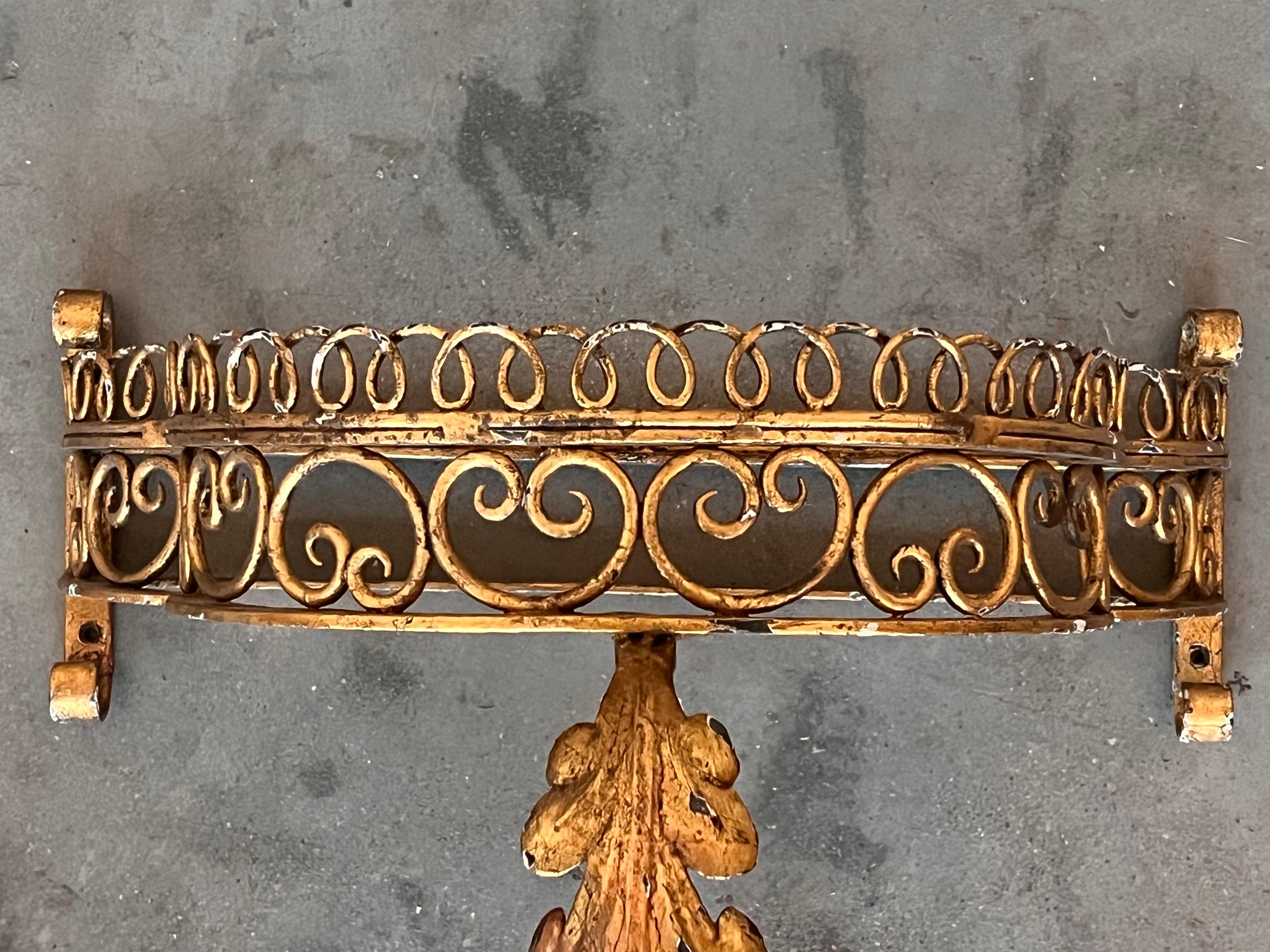 19th Pair of Gilded French Wrought Iron Console Tables  For Sale 2