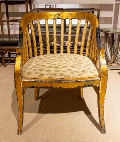 19th Polychrome Swedish Gustavian Armchair in Yellow
