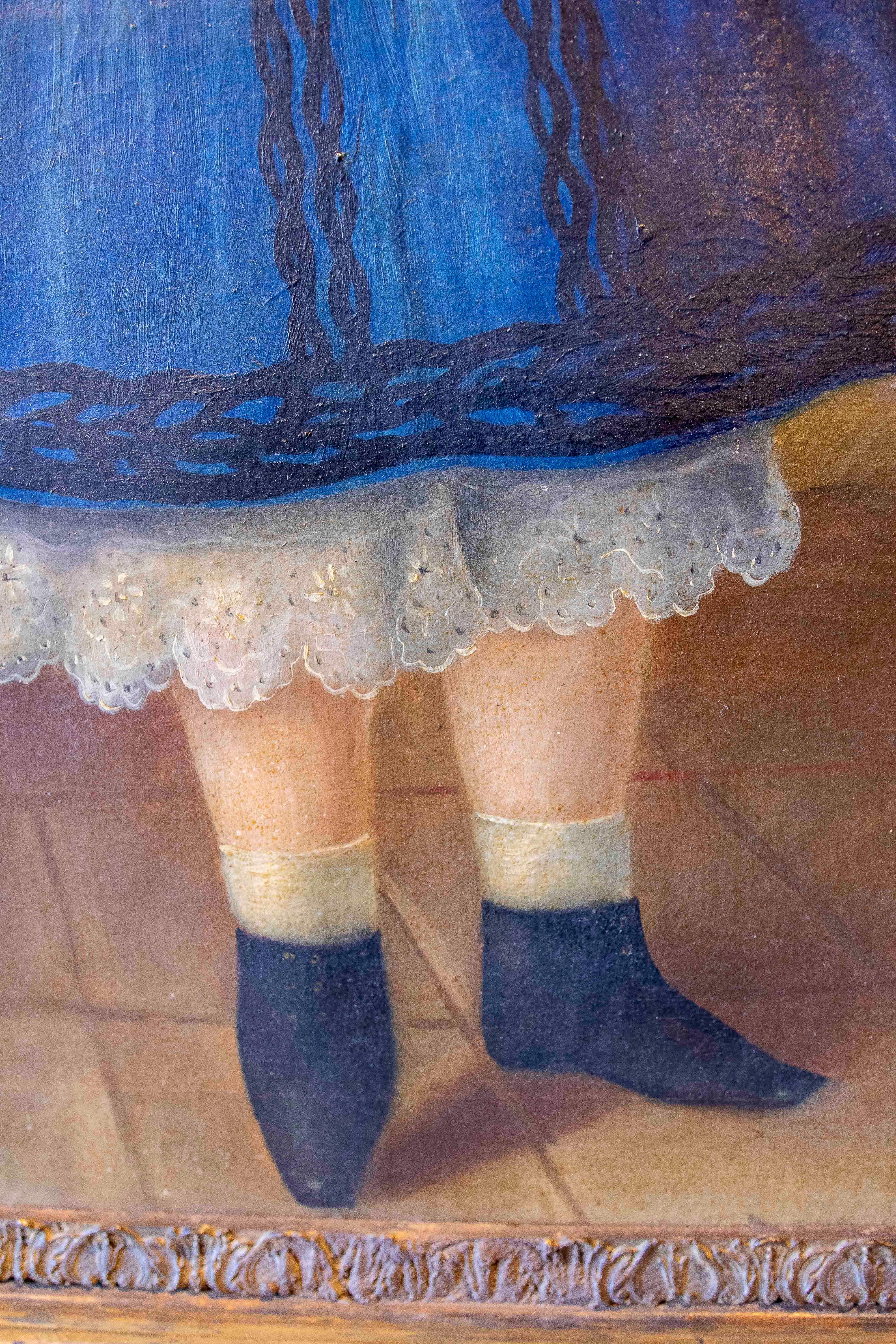 19th Portrait of a Girl Painted in oil on Canvas, Framed For Sale 8