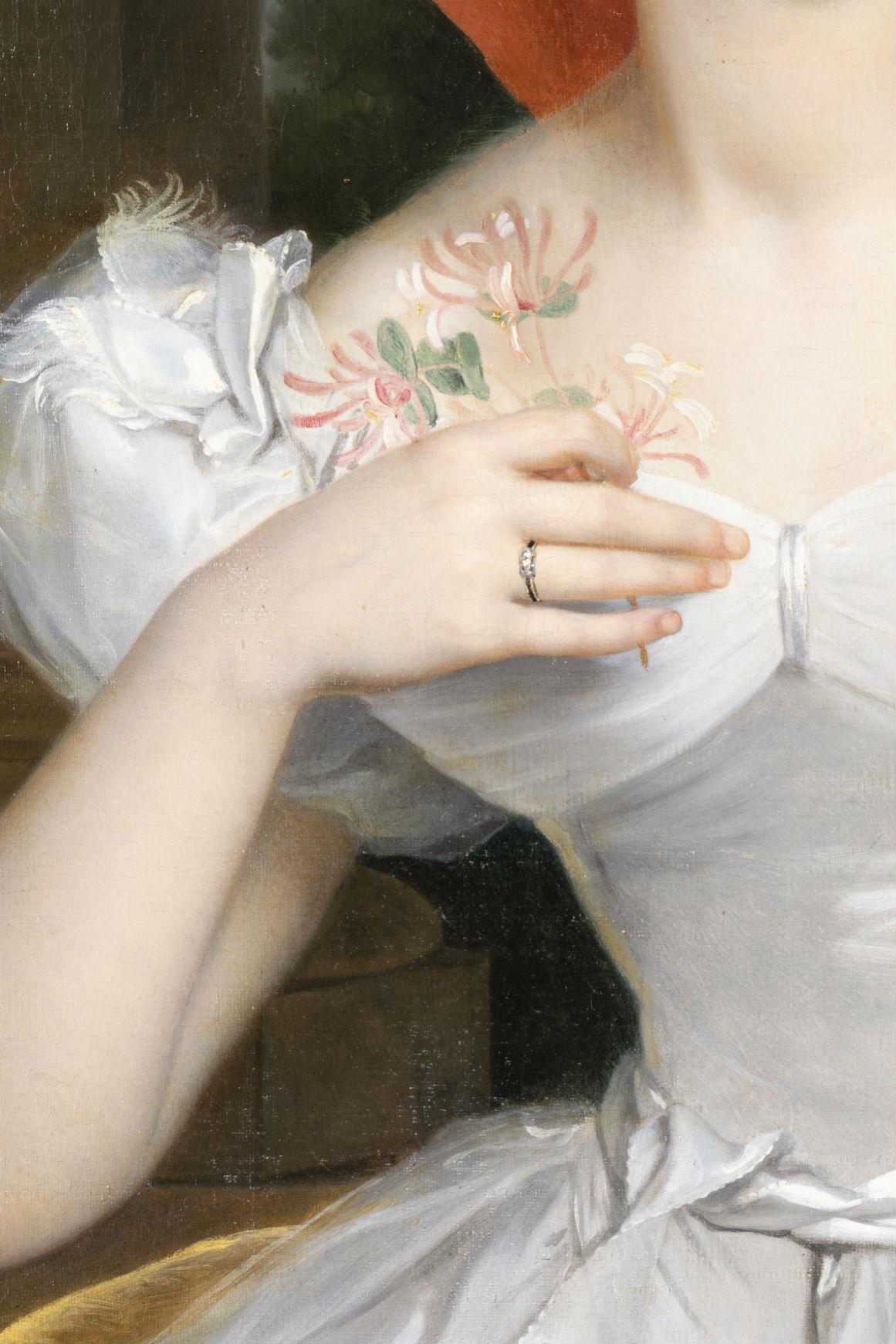Restauration 19th Century Portrait of Valentine Julie de Contades, R-T Berthon '1776-1849' For Sale