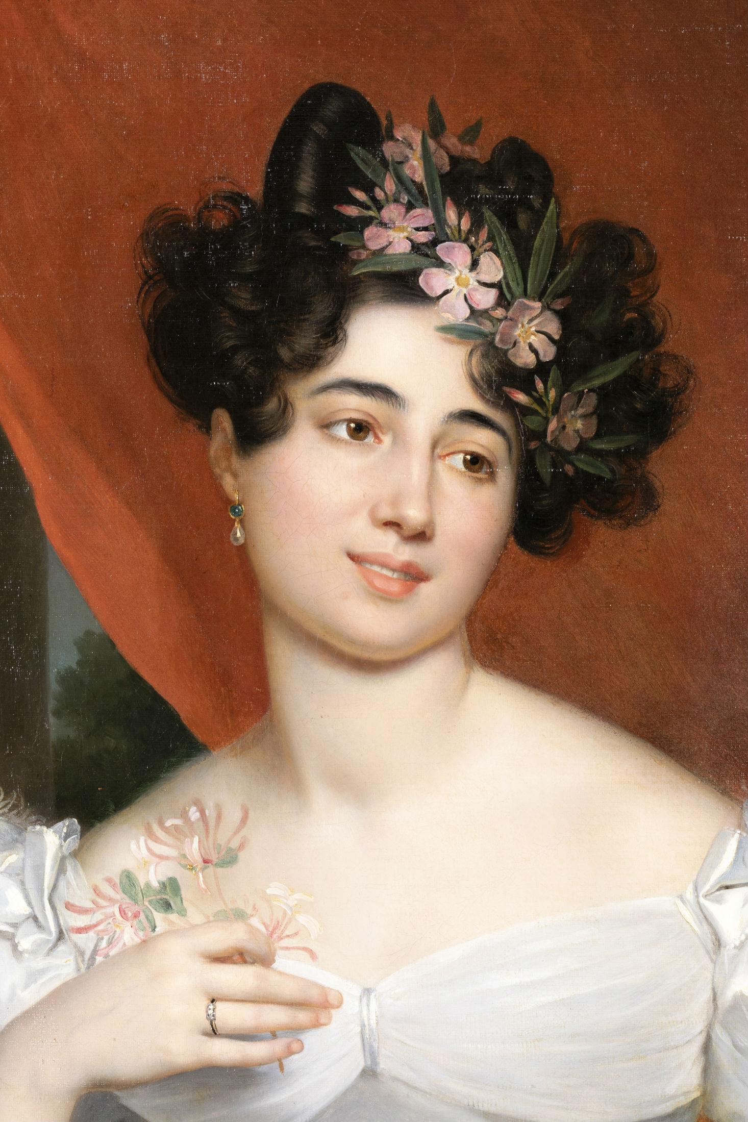 French 19th Century Portrait of Valentine Julie de Contades, R-T Berthon '1776-1849' For Sale