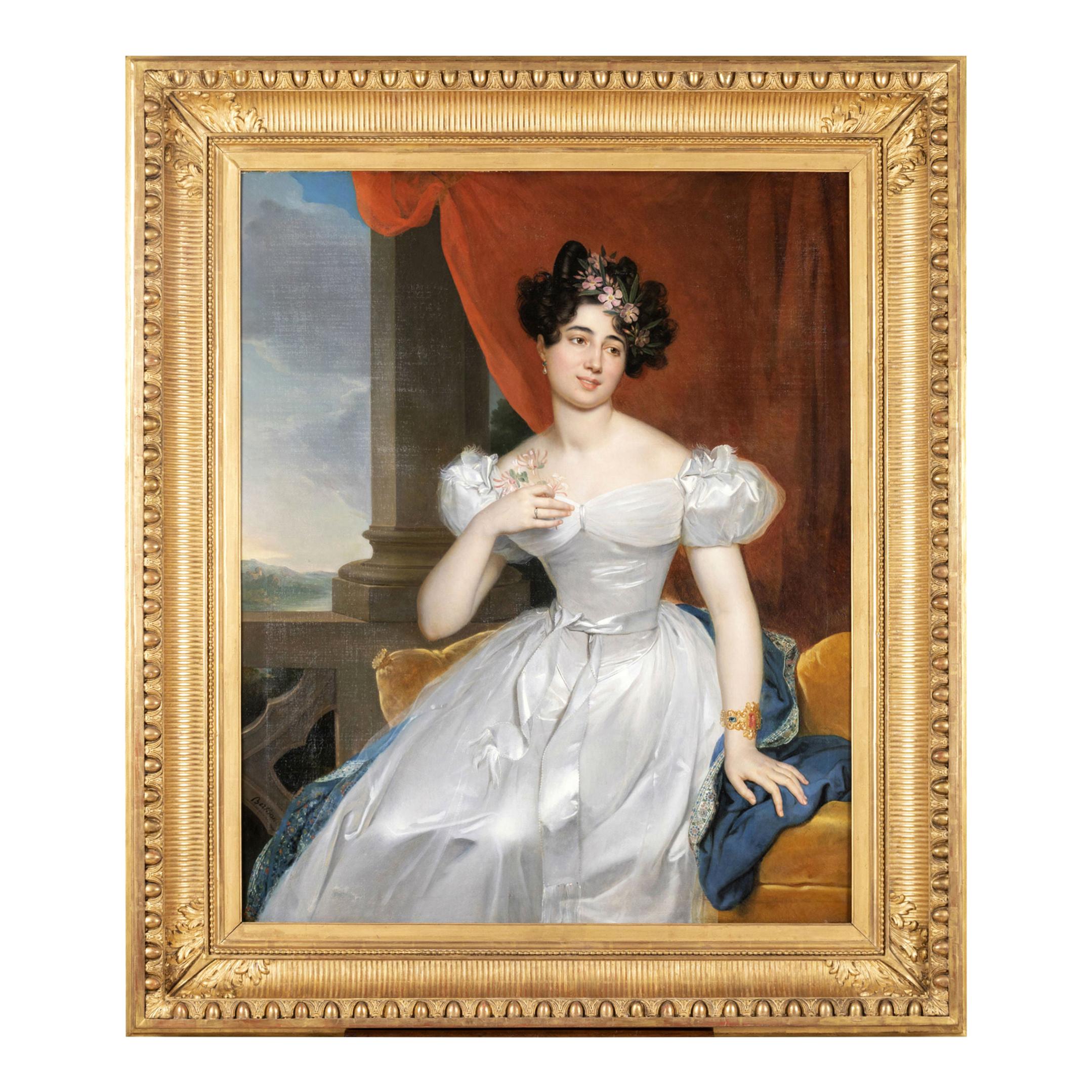 19th Century Portrait of Valentine Julie de Contades, R-T Berthon '1776-1849' For Sale