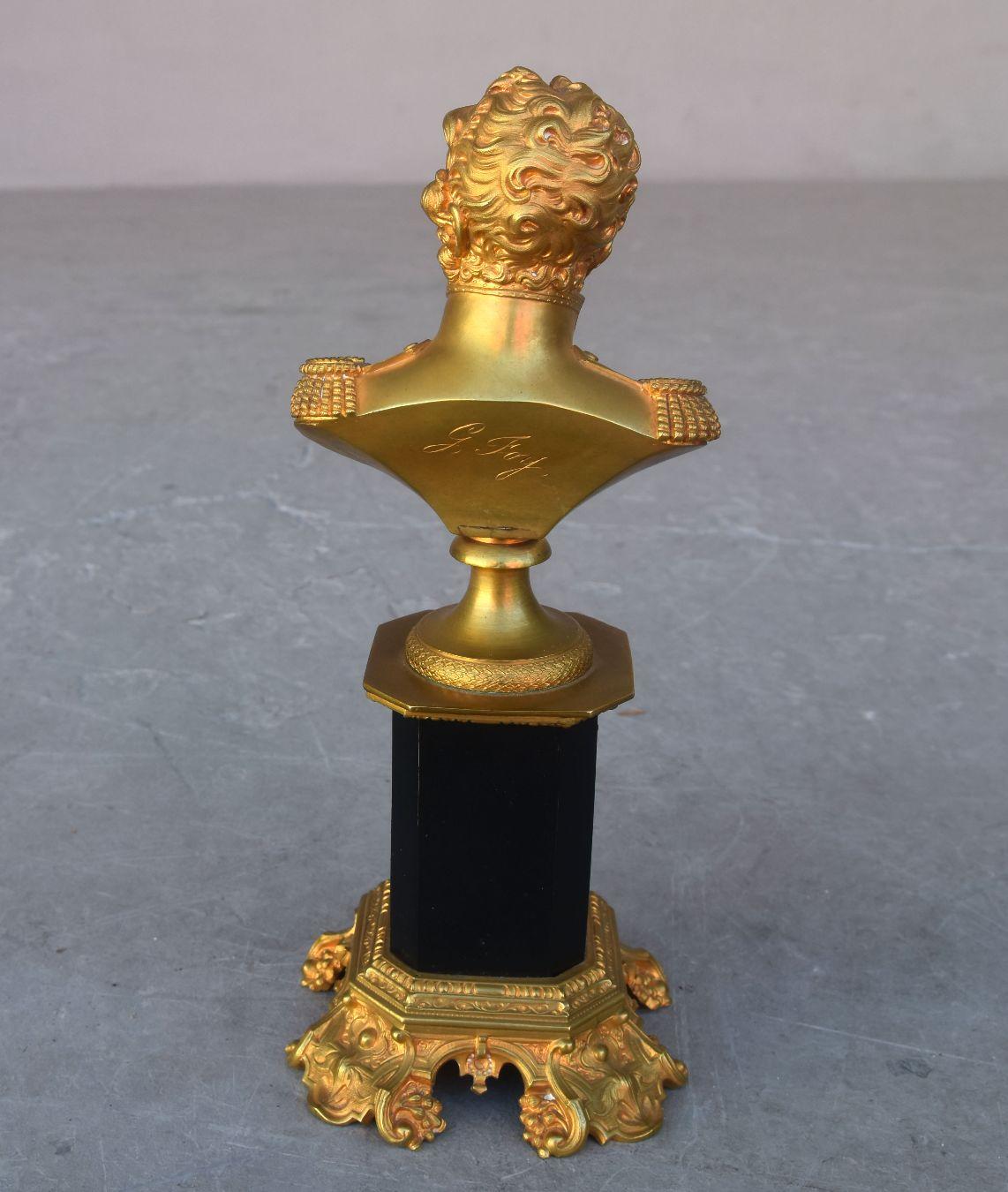 19th Rare Bust in Gilded Bronze The General M. Sébastien Foy Empire Period In Good Condition In Marseille, FR