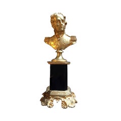 19th Rare Bust in Gilded Bronze The General M. Sébastien Foy Empire Period