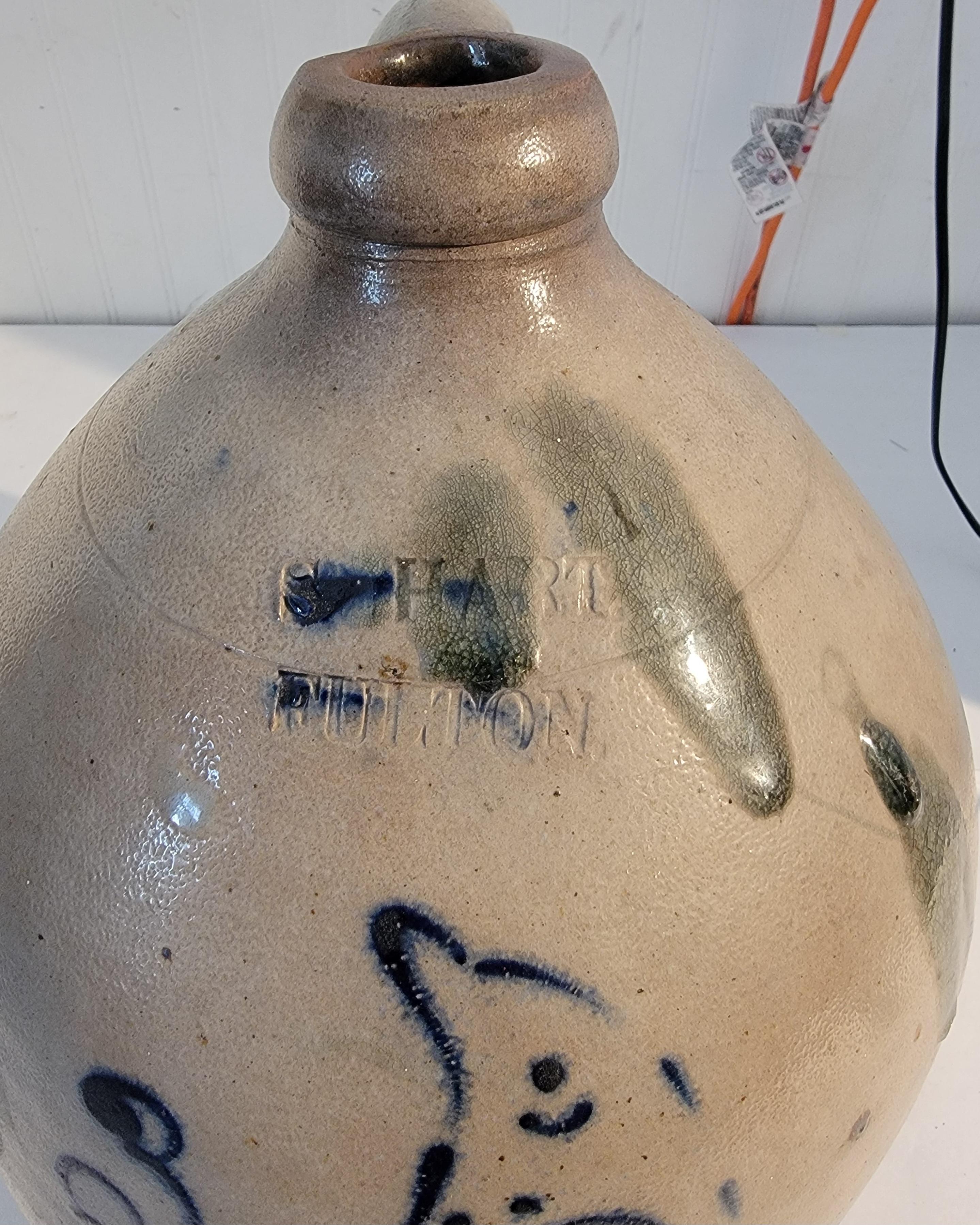 19th Rare Decorated Stoneware Bird Jug For Sale 4