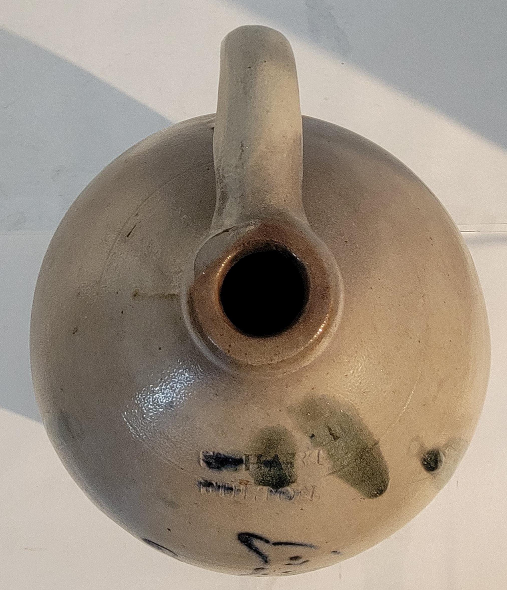 Hand-Crafted 19th Rare Decorated Stoneware Bird Jug For Sale