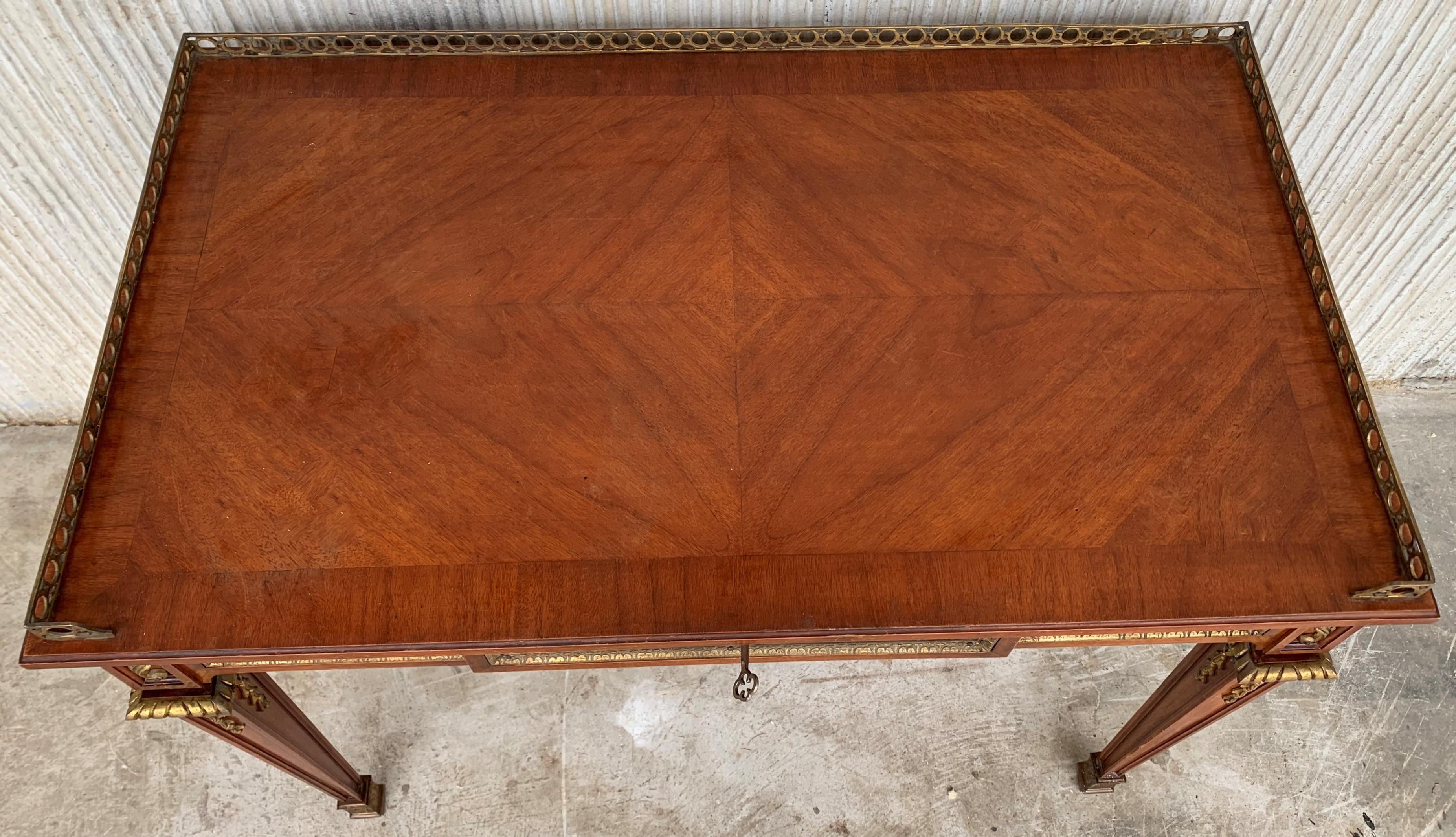 19th Rectangular Bouillotte Louis XVI Desk Table with Bronze Mounts For Sale 5