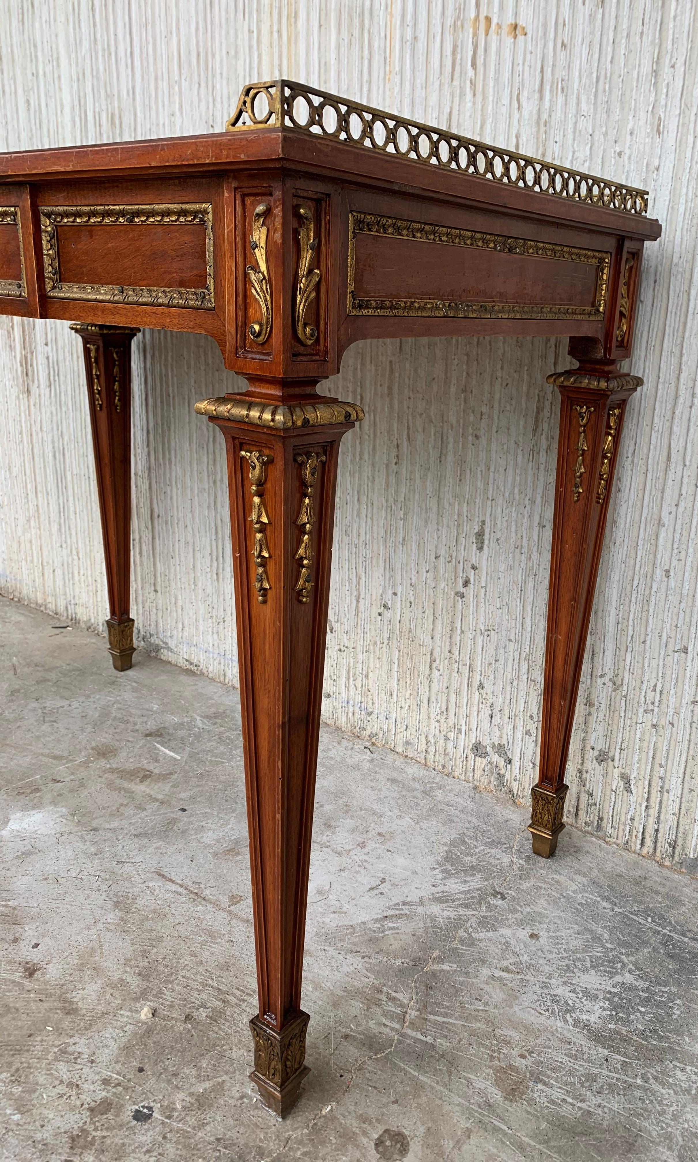 19th Rectangular Bouillotte Louis XVI Desk Table with Bronze Mounts For Sale 6
