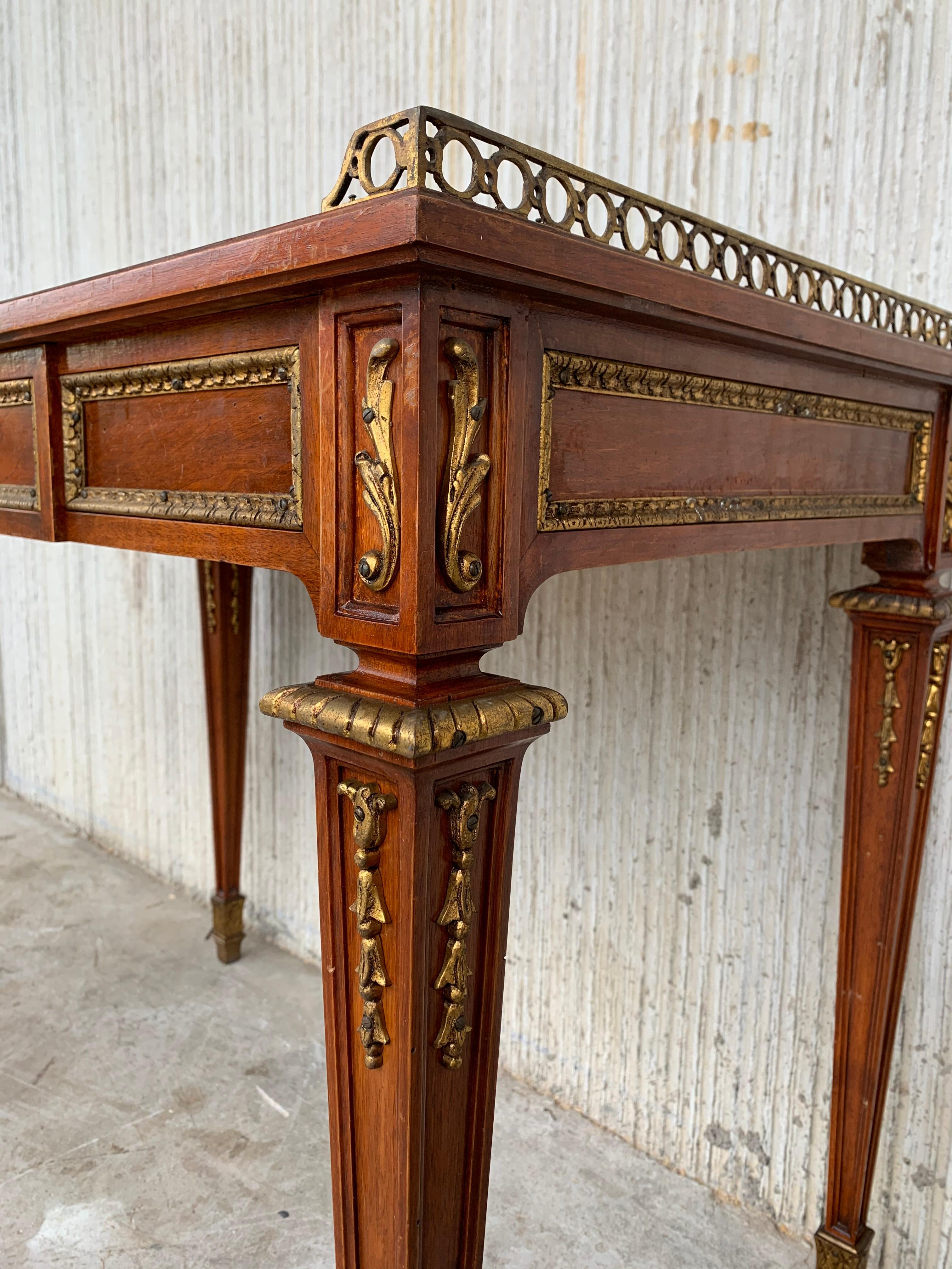 19th Rectangular Bouillotte Louis XVI Desk Table with Bronze Mounts For Sale 7