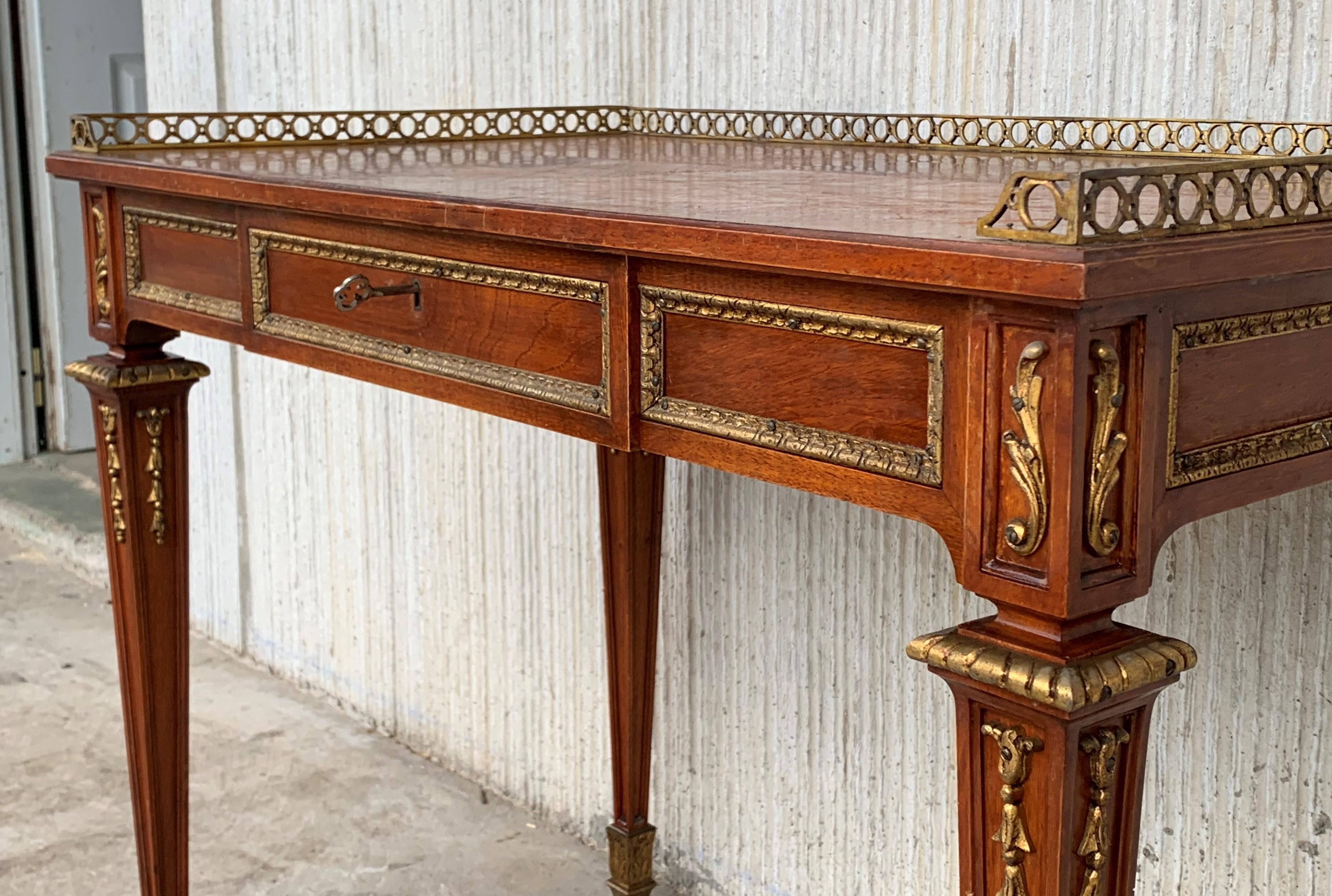 19th Rectangular Bouillotte Louis XVI Desk Table with Bronze Mounts For Sale 8