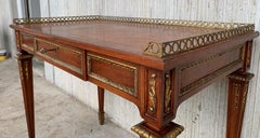 19th Rectangular Bouillotte Louis XVI Desk Table with Bronze Mounts