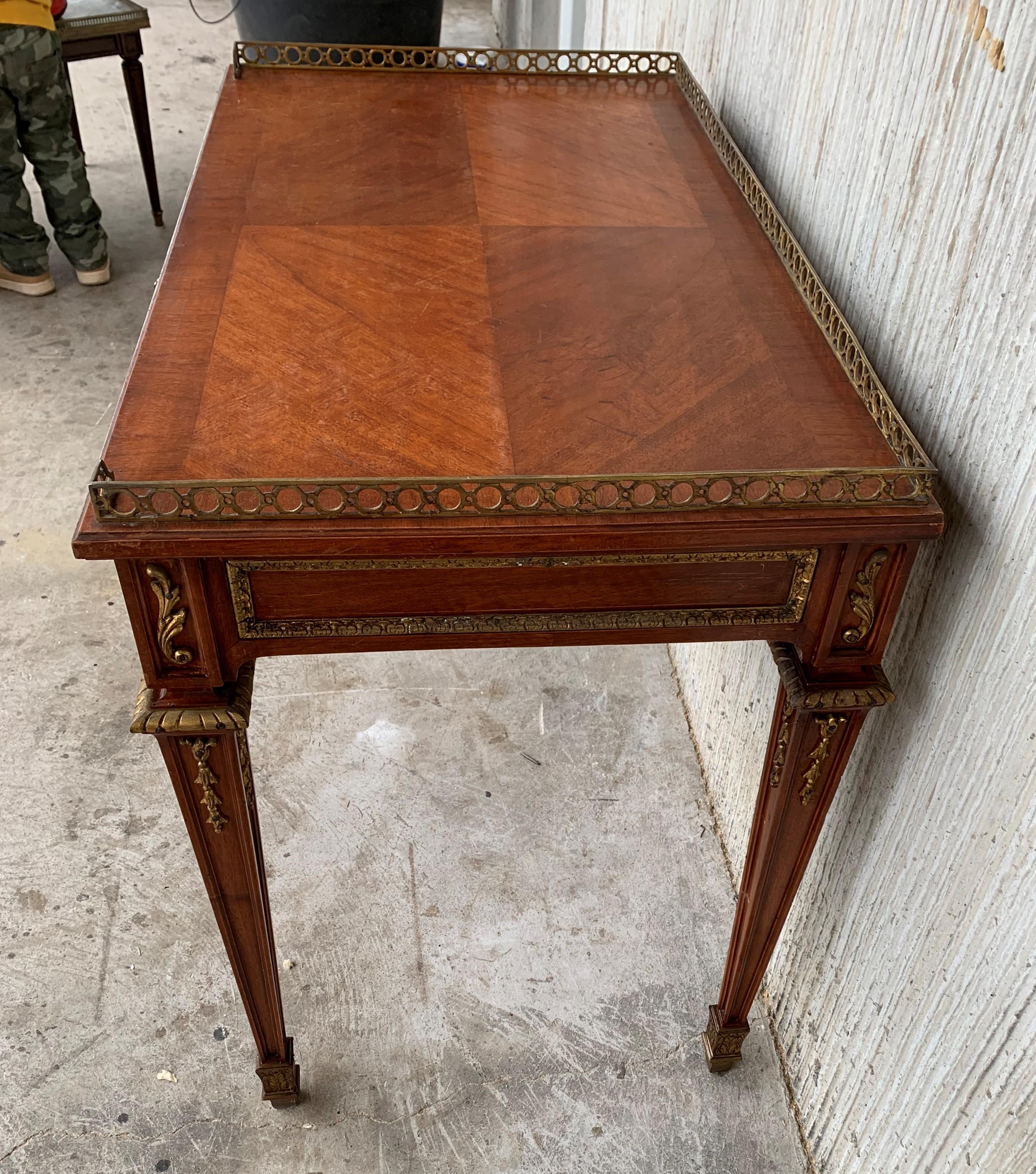 19th Rectangular Bouillotte Louis XVI Desk Table with Bronze Mounts For Sale 1
