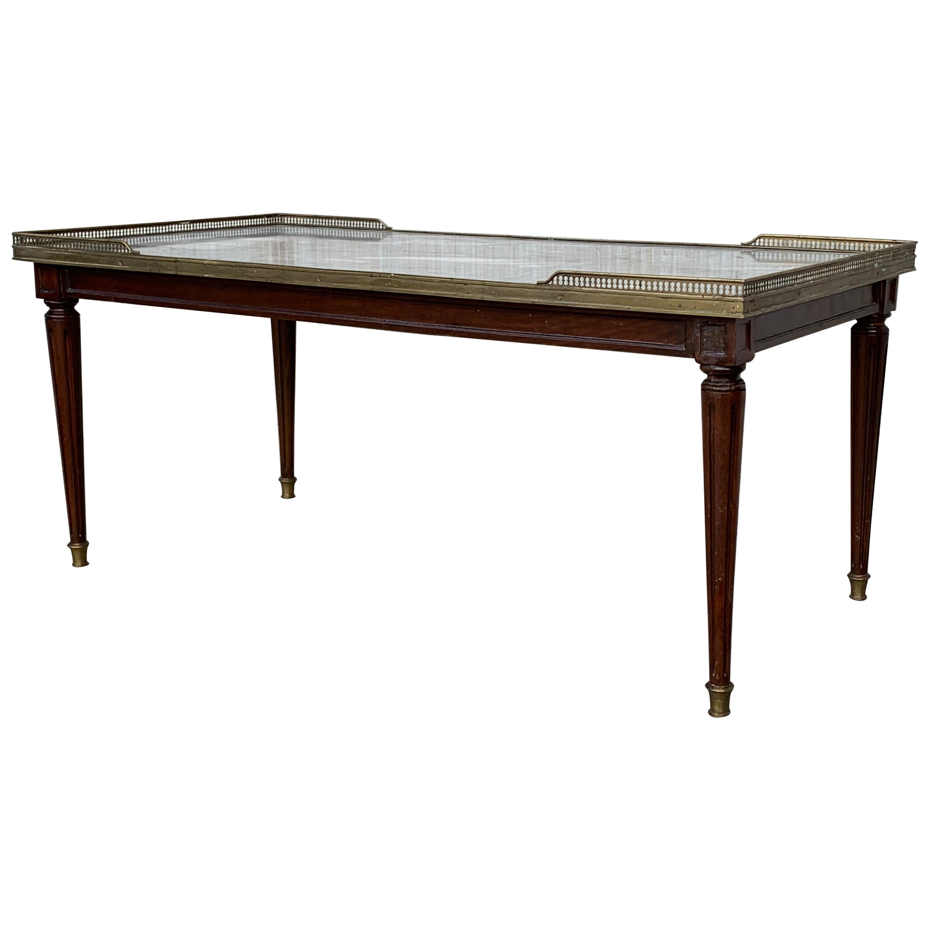 19th Rectangular Bouillotte Louis XVI Style Table Guéridon with Fluted Legs For Sale