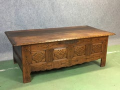 19th Century Rustic Fruitwood Bench Coffer