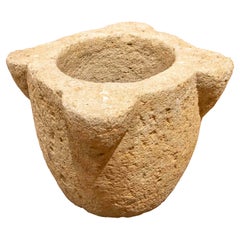 19th Rustic Style Antique Hand-Carved Stone Mortar