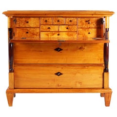 19th Scandinavian Biedermeier Chest of Drawers with Secretary Compartement