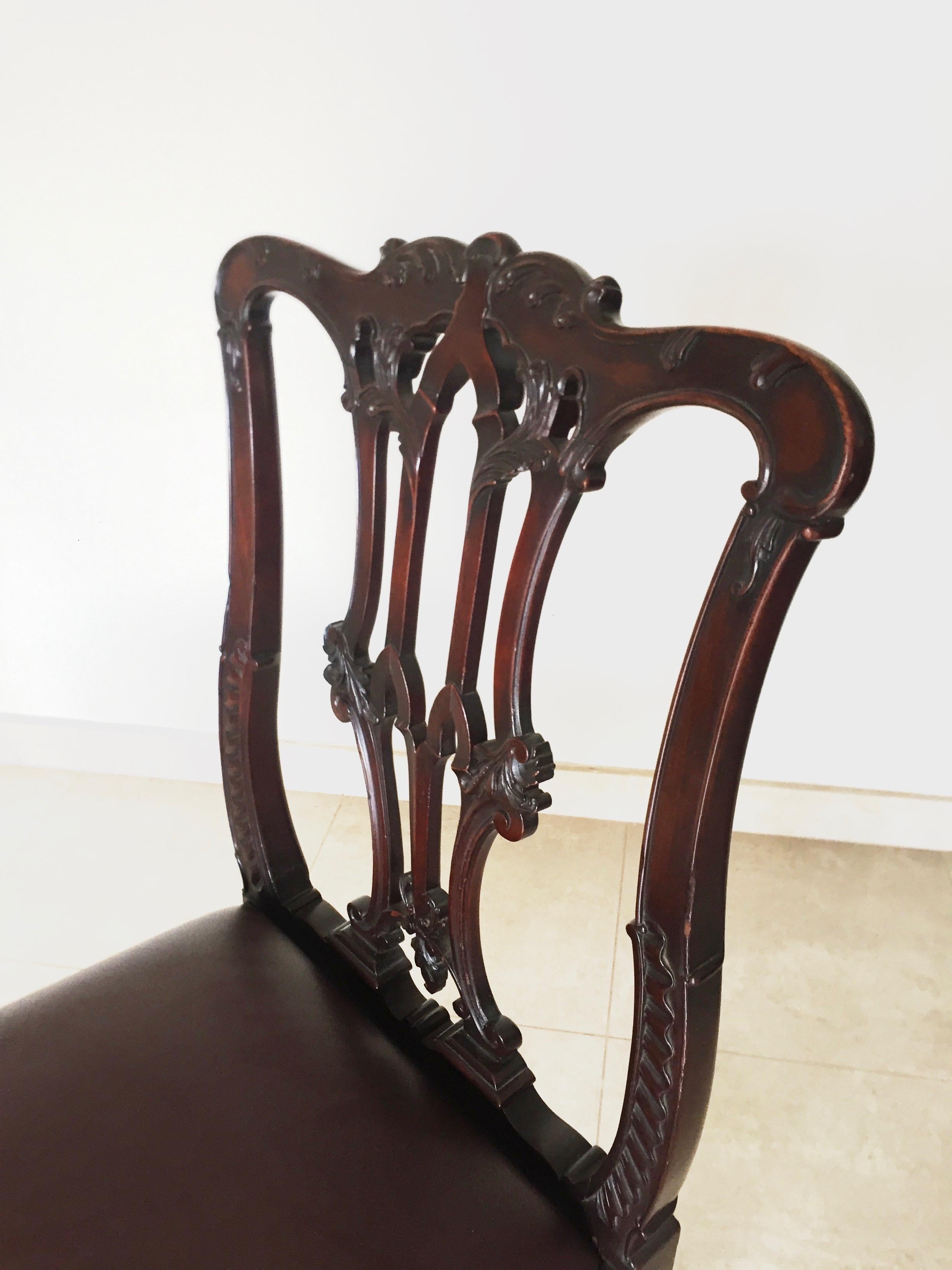 Chippendale Ball & Claw Mahogany Wood Dining Armchairs and Chairs, 19th Century For Sale 7