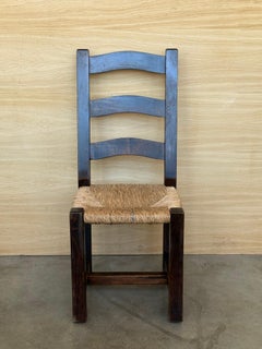 19th Set of Six Spanish Solid Walnut Chairs with Cane