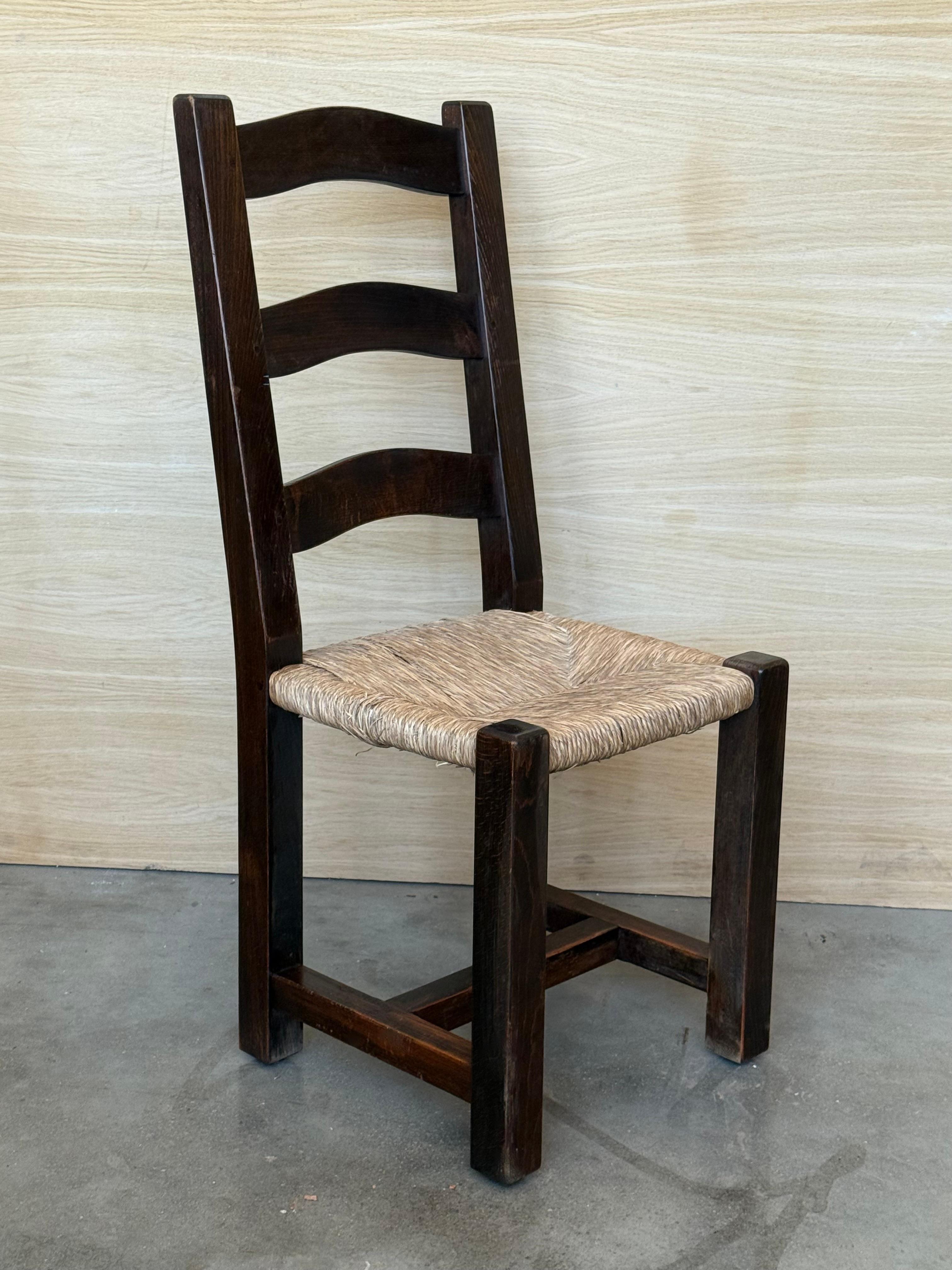 Spanish Colonial 19th Set of Six Spanish Solid Walnut Chairs with Cane For Sale