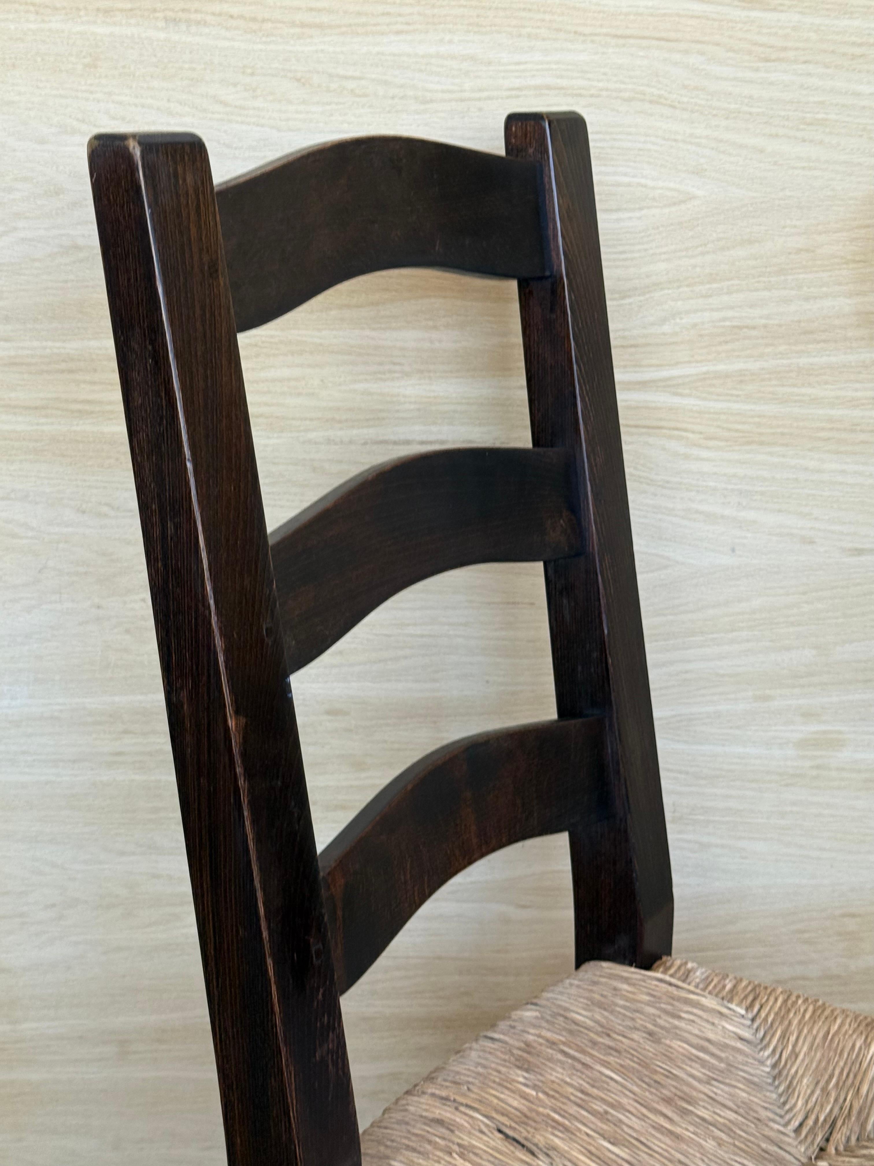 19th Set of Six Spanish Solid Walnut Chairs with Cane For Sale 1