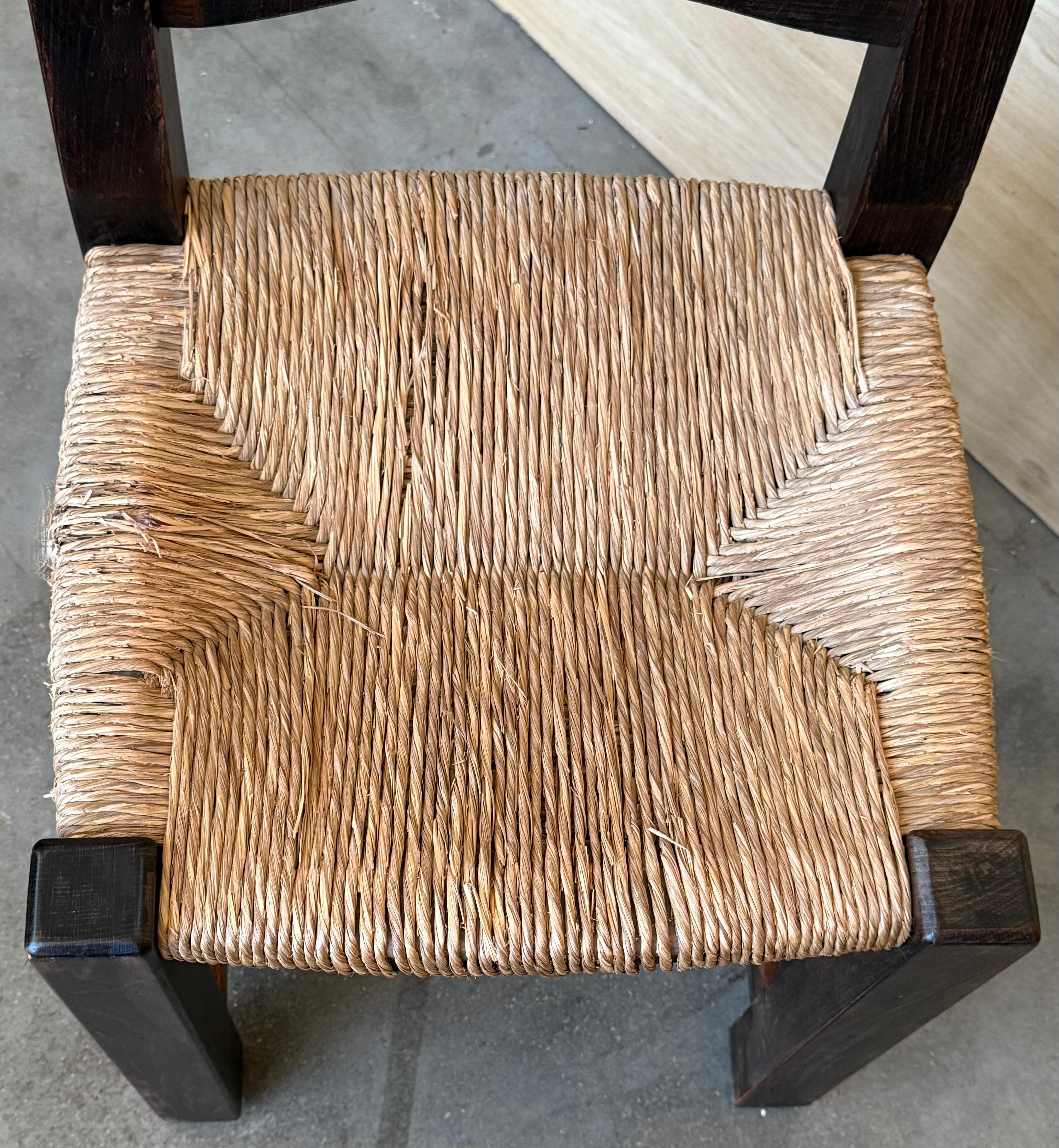 19th Set of Six Spanish Solid Walnut Chairs with Cane For Sale 2