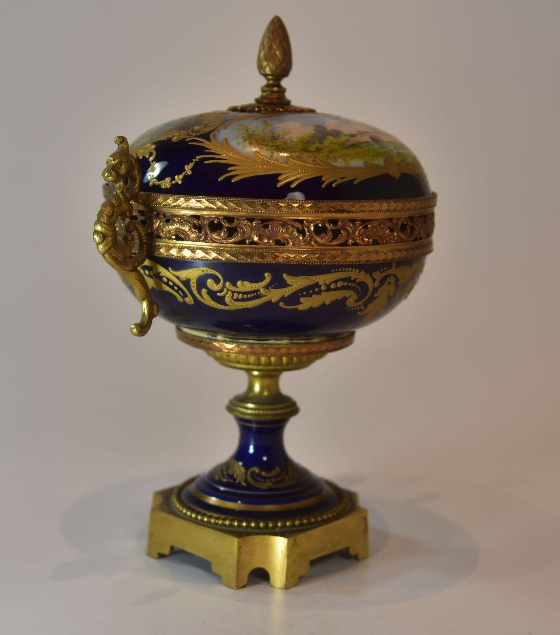 Bronze Sèvres Blue Porcelain Candy Box, 19th Century