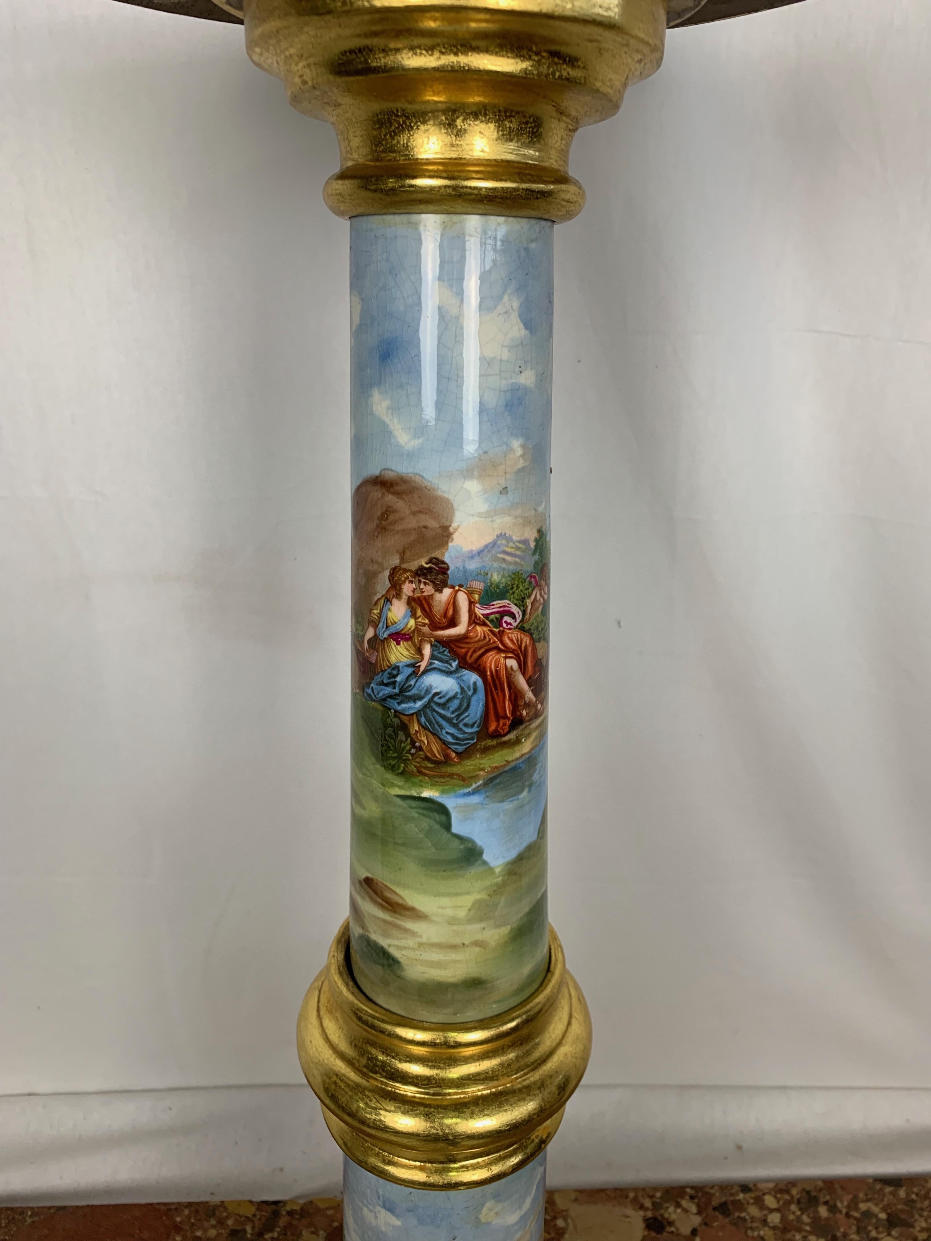 Hand-Painted 19th Century Sevres Style Porcelain Pedestal For Sale