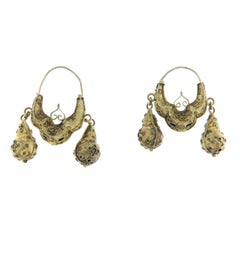 19th Century Artisan 800 Silver Drop Earrings, Abruzzese Origin, 6.50g