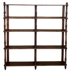Libreria o Etagere in legno massiccio di Oak del 19° secolo con doppi cinque ripiani