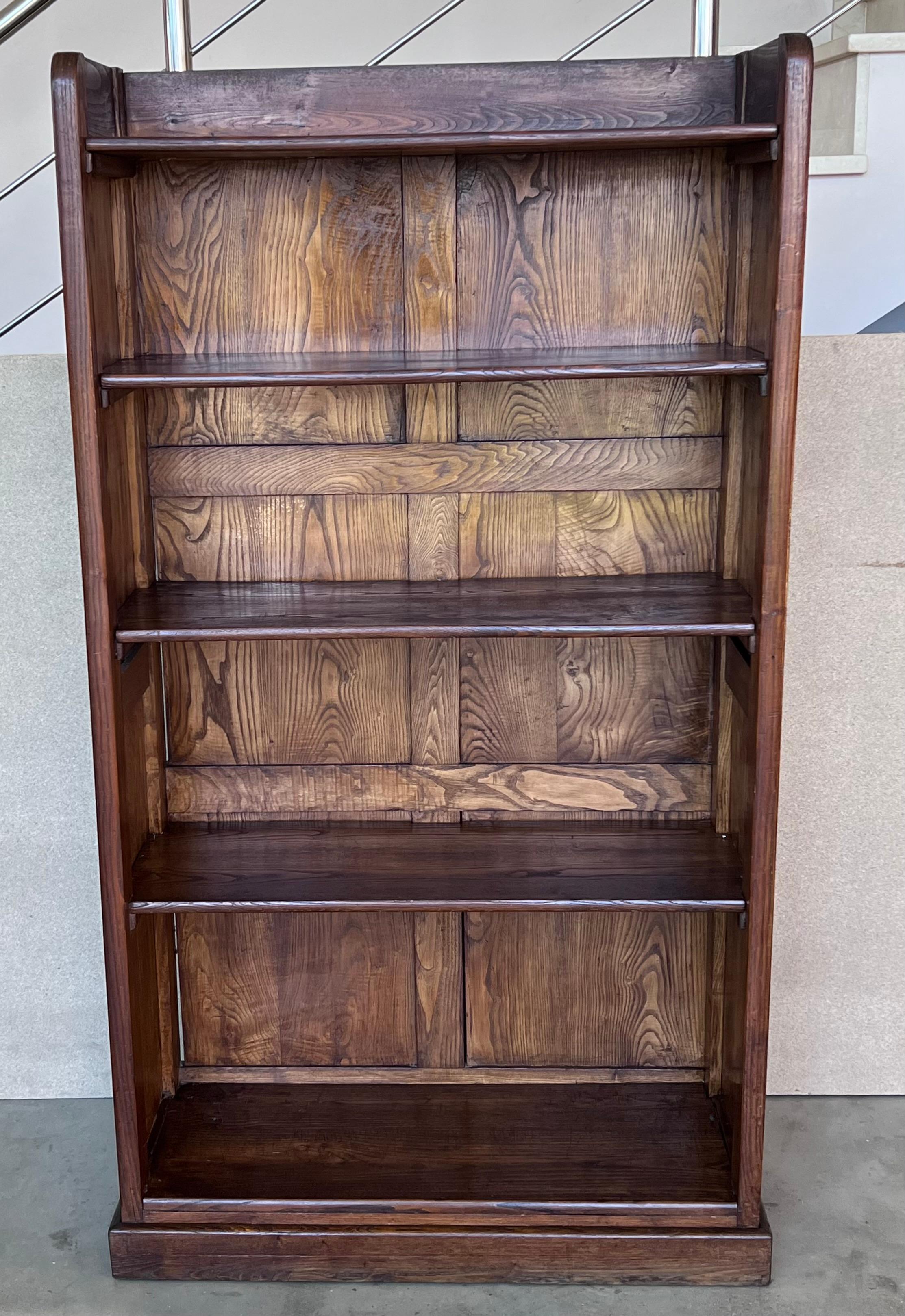 Spanish Colonial 19th Solid Oak Bookcase or Etagere with Five Shelves