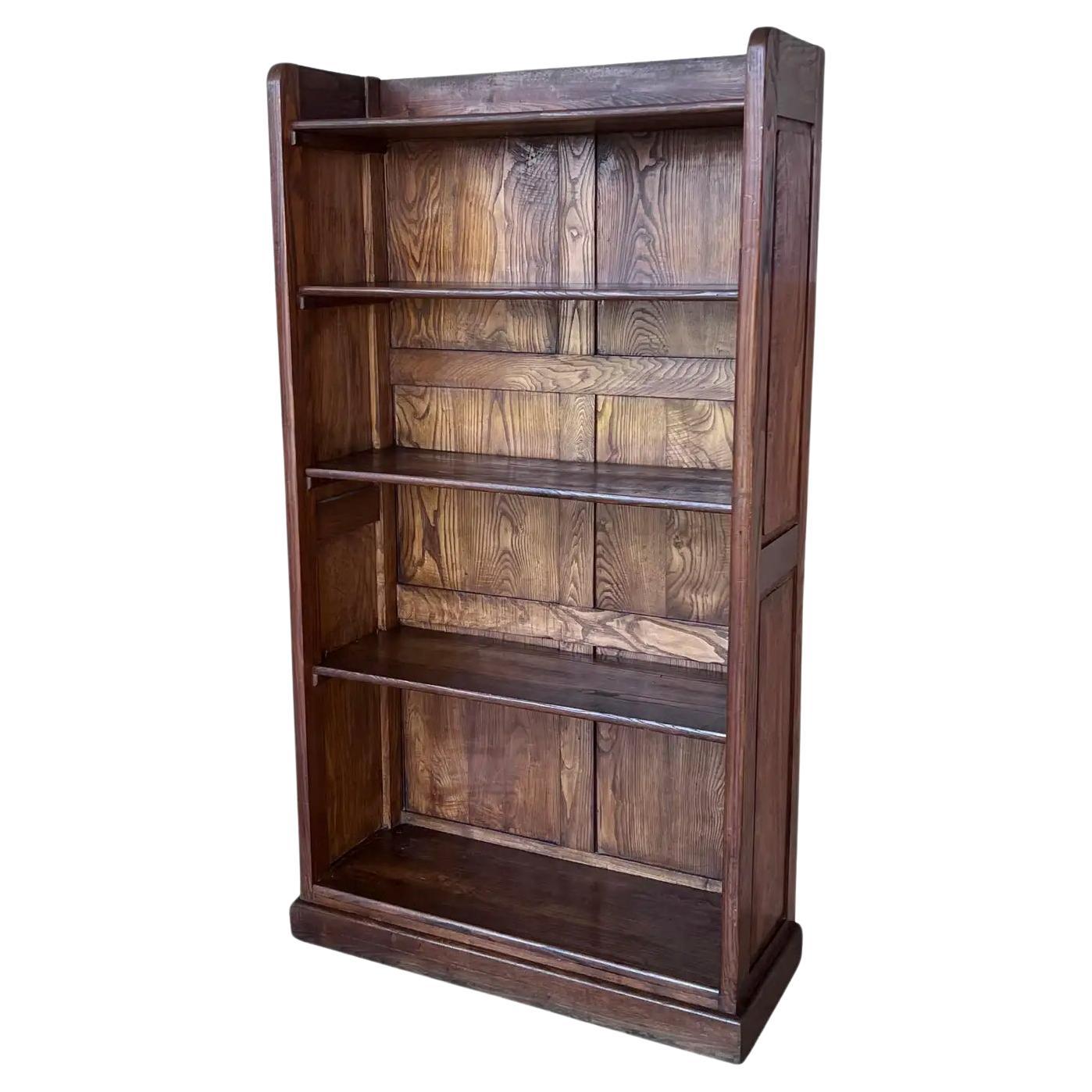 19th Solid Oak Bookcase or Etagere with Five Shelves For Sale