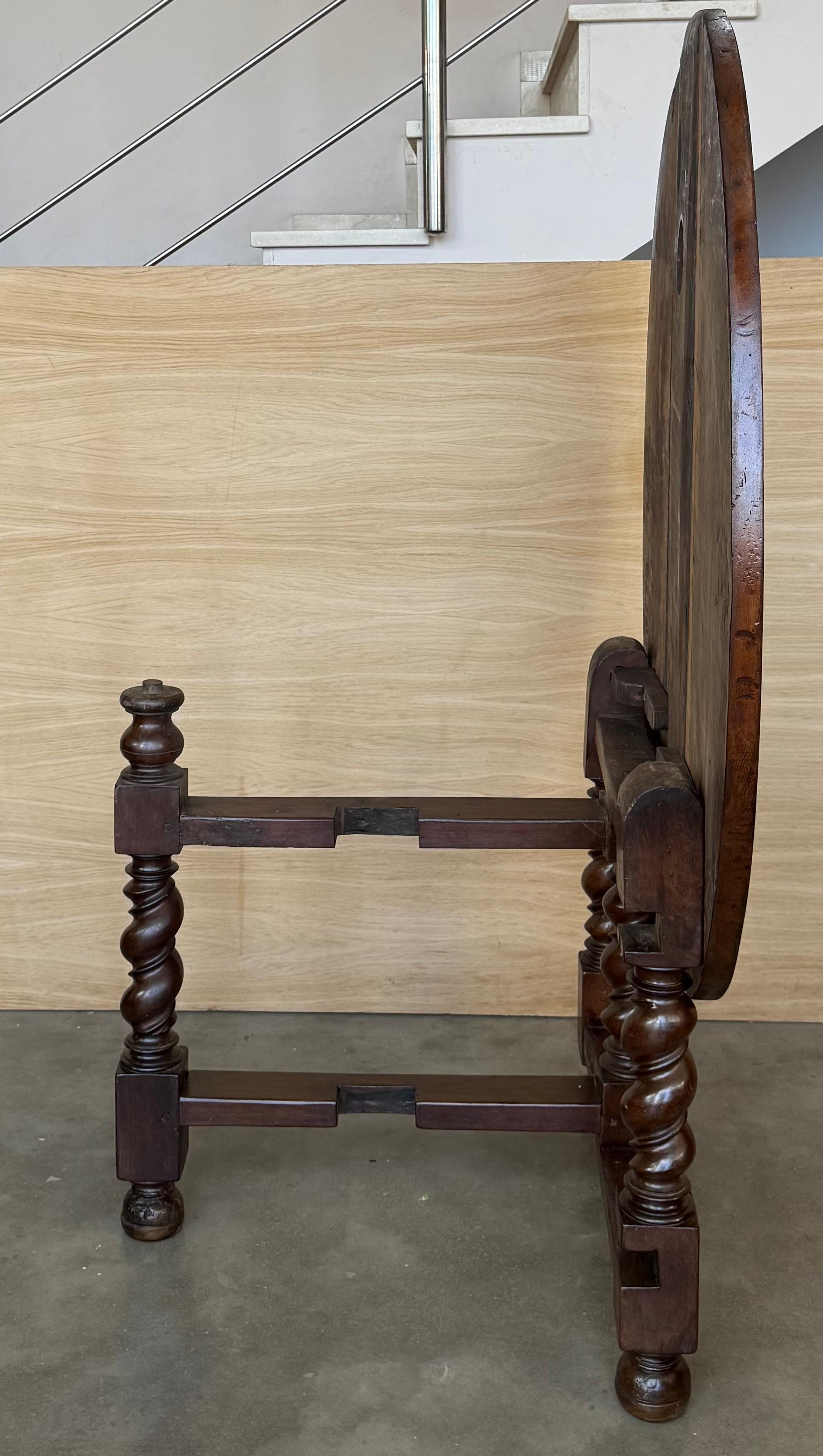 19th Solid Walnut Folding Round Table with Solomonic Legs

Completely convertible in 4.72in Deep