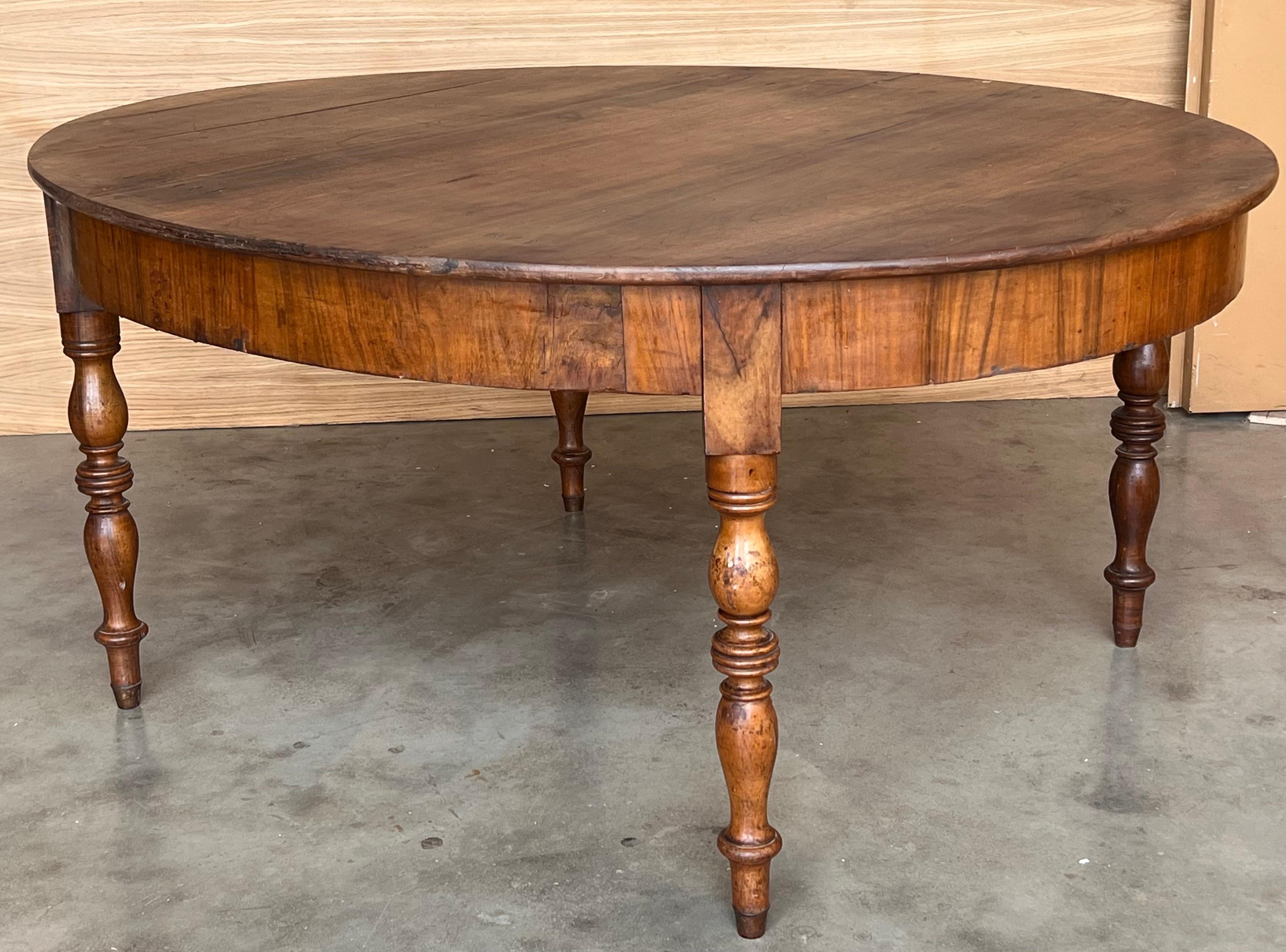 19th Solid Walnut Oval Center Country Table with turned legs, France For Sale 2