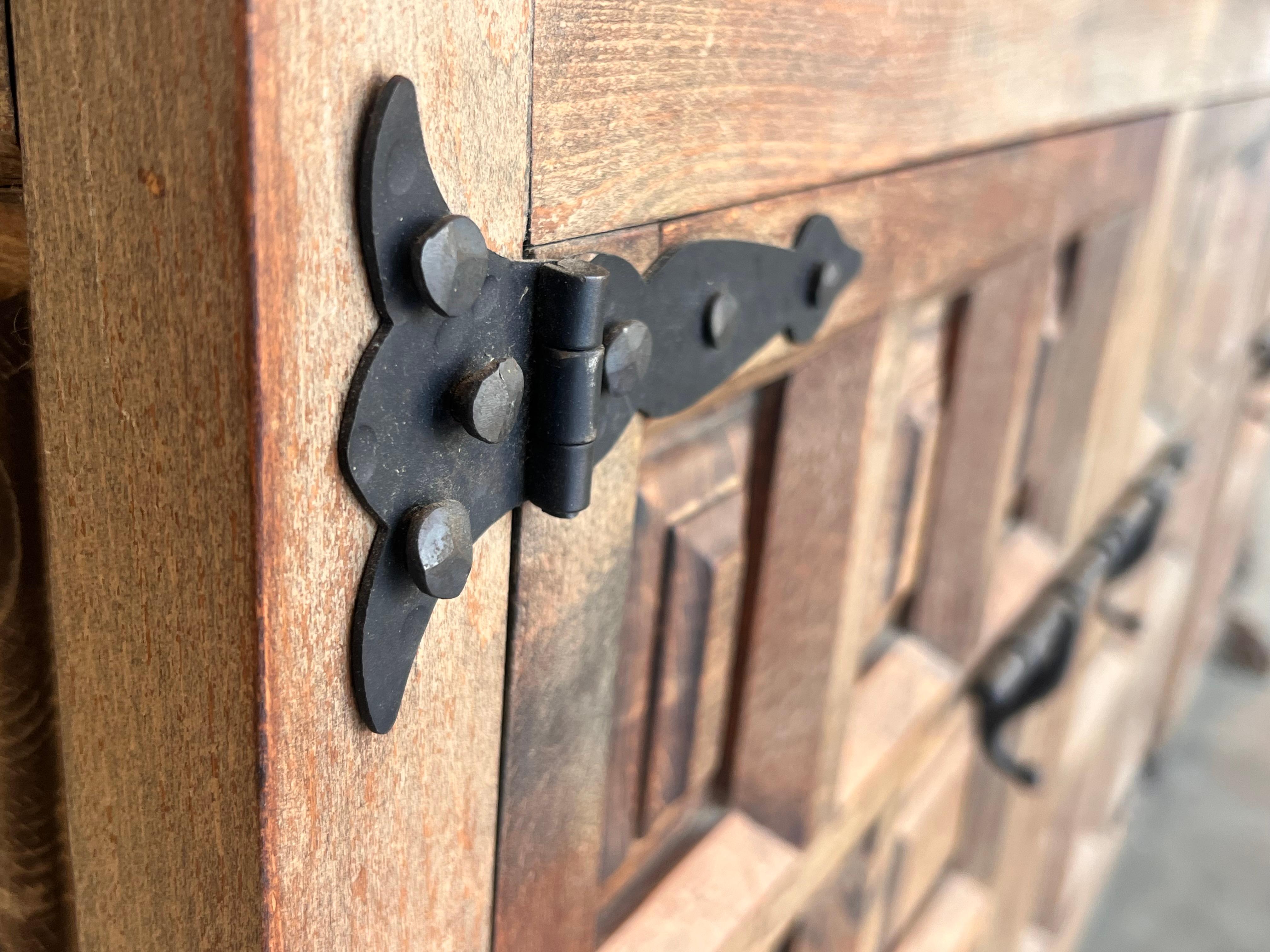 19th Spanish Baroque Carved Walnut Tuscan Three Drawer Credenza or Buffet For Sale 8