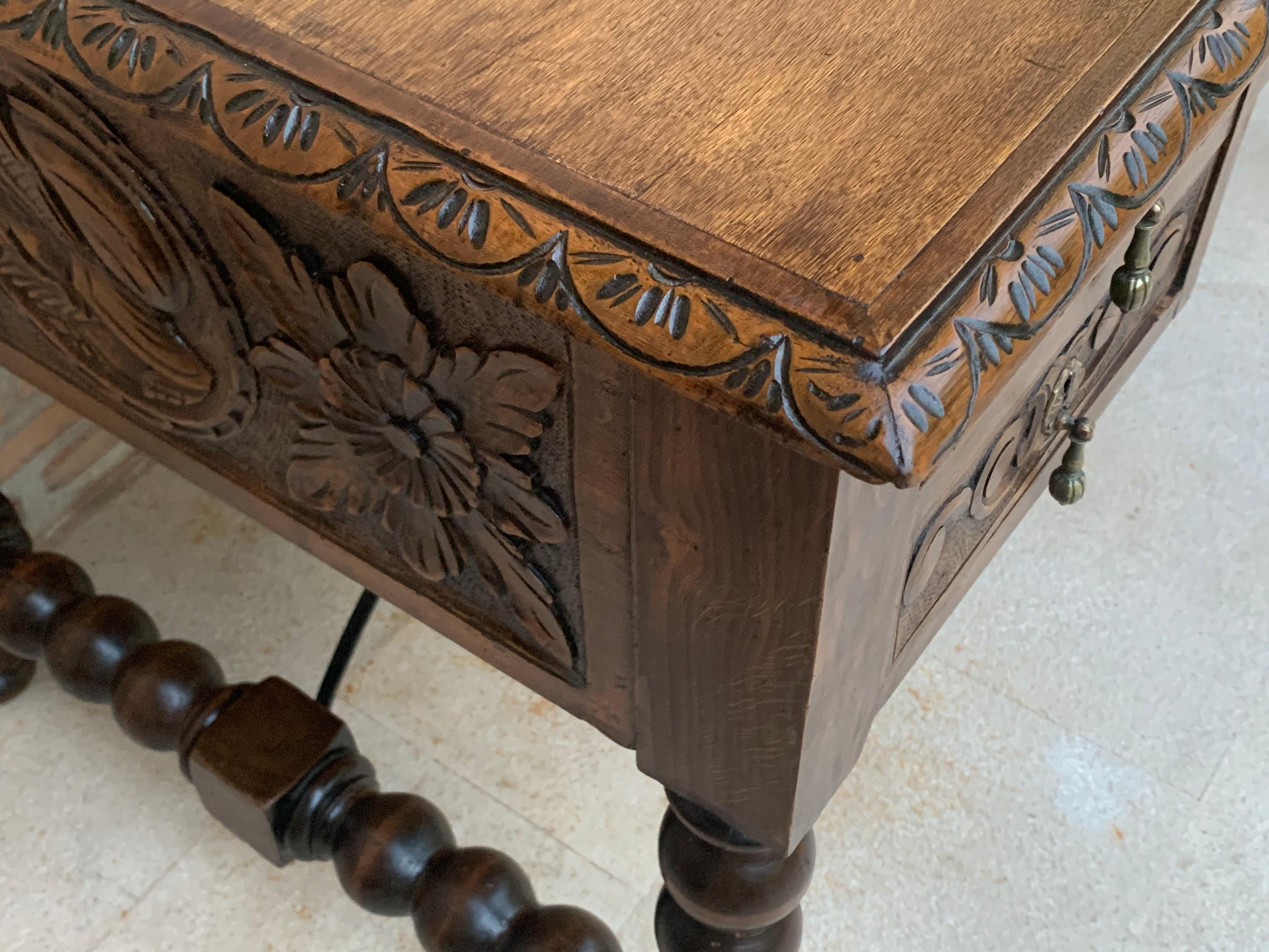 19th Century Spanish Baroque Style Oak Library Table or Desk 4
