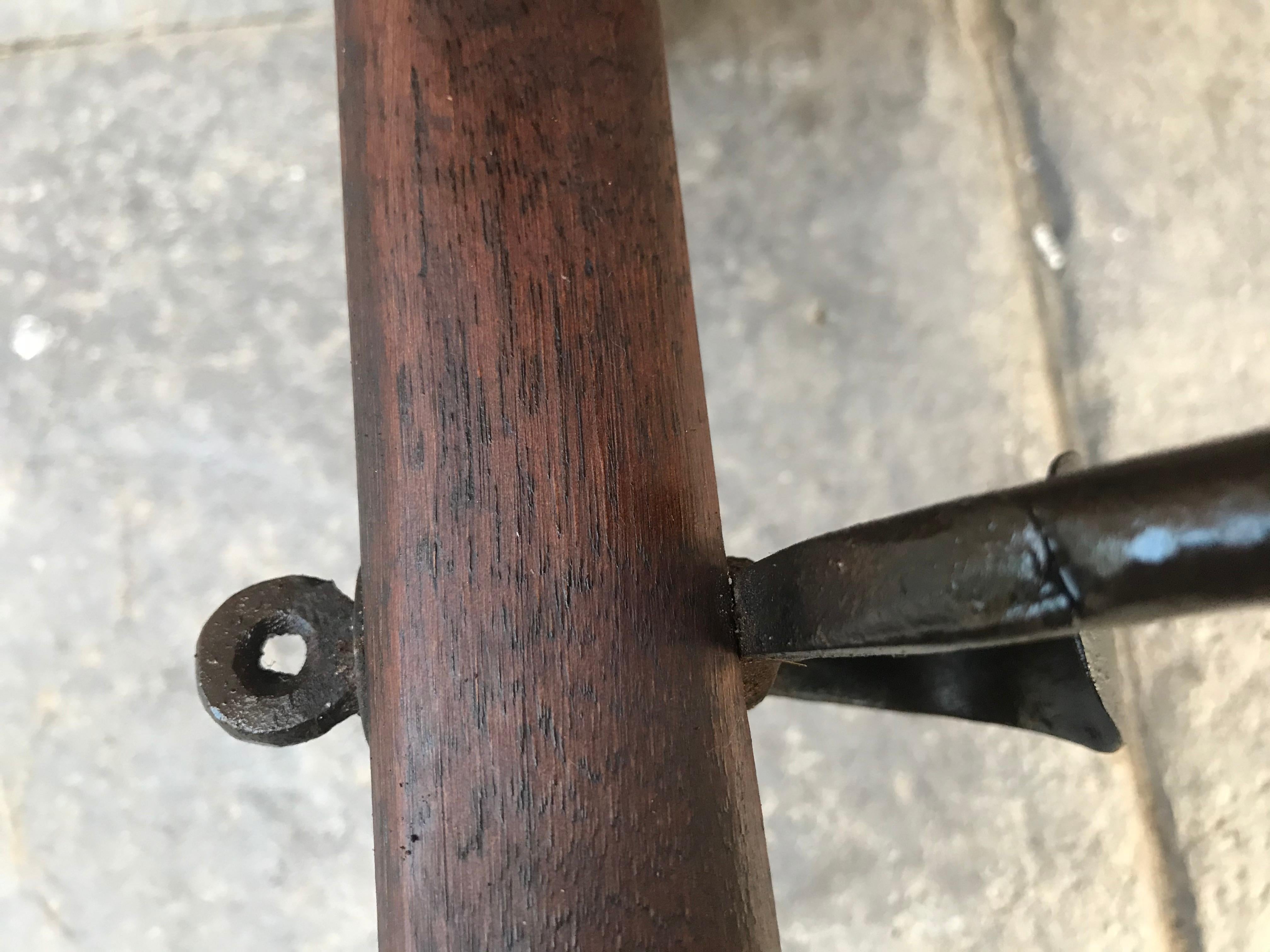 Spanish Bench or Low Console Table with Two Drawers and Iron Stretcher 3