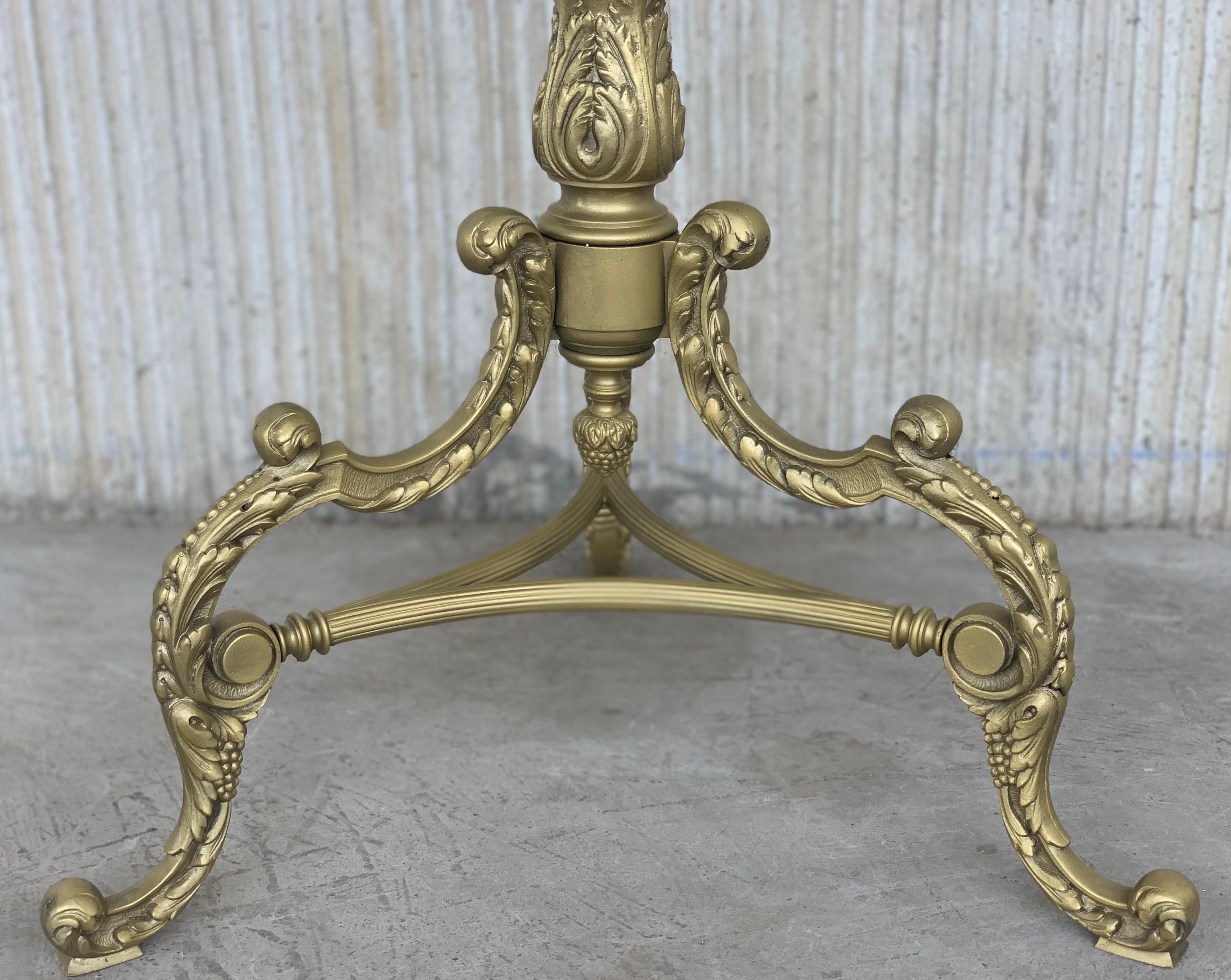19th Spanish Bronze and Brass Gilted Side Table with Red Marble Top For Sale 3