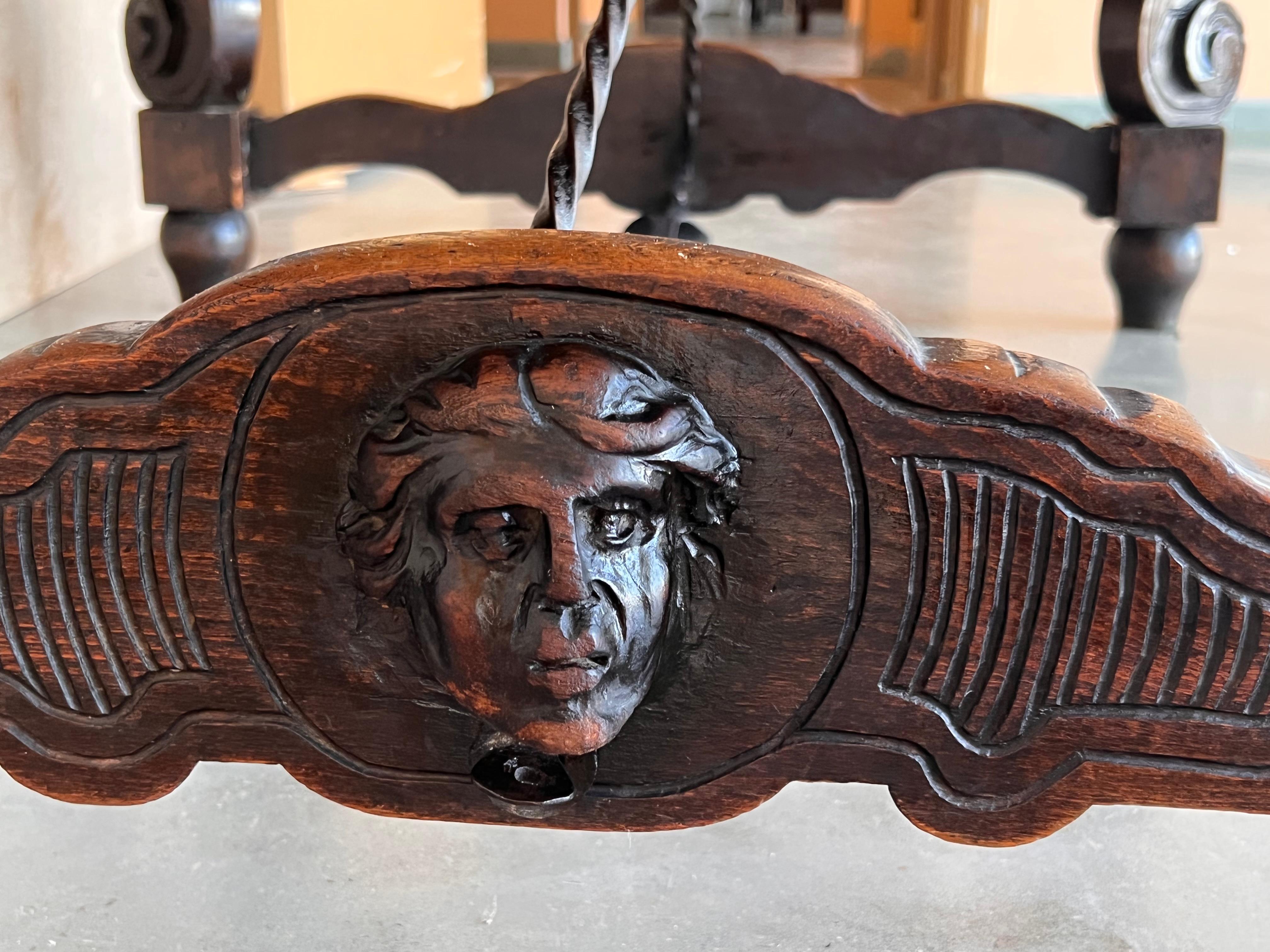 19th Spanish Carved Gargoyles Walnut Renaissance Library / Writing or Desk Table For Sale 6