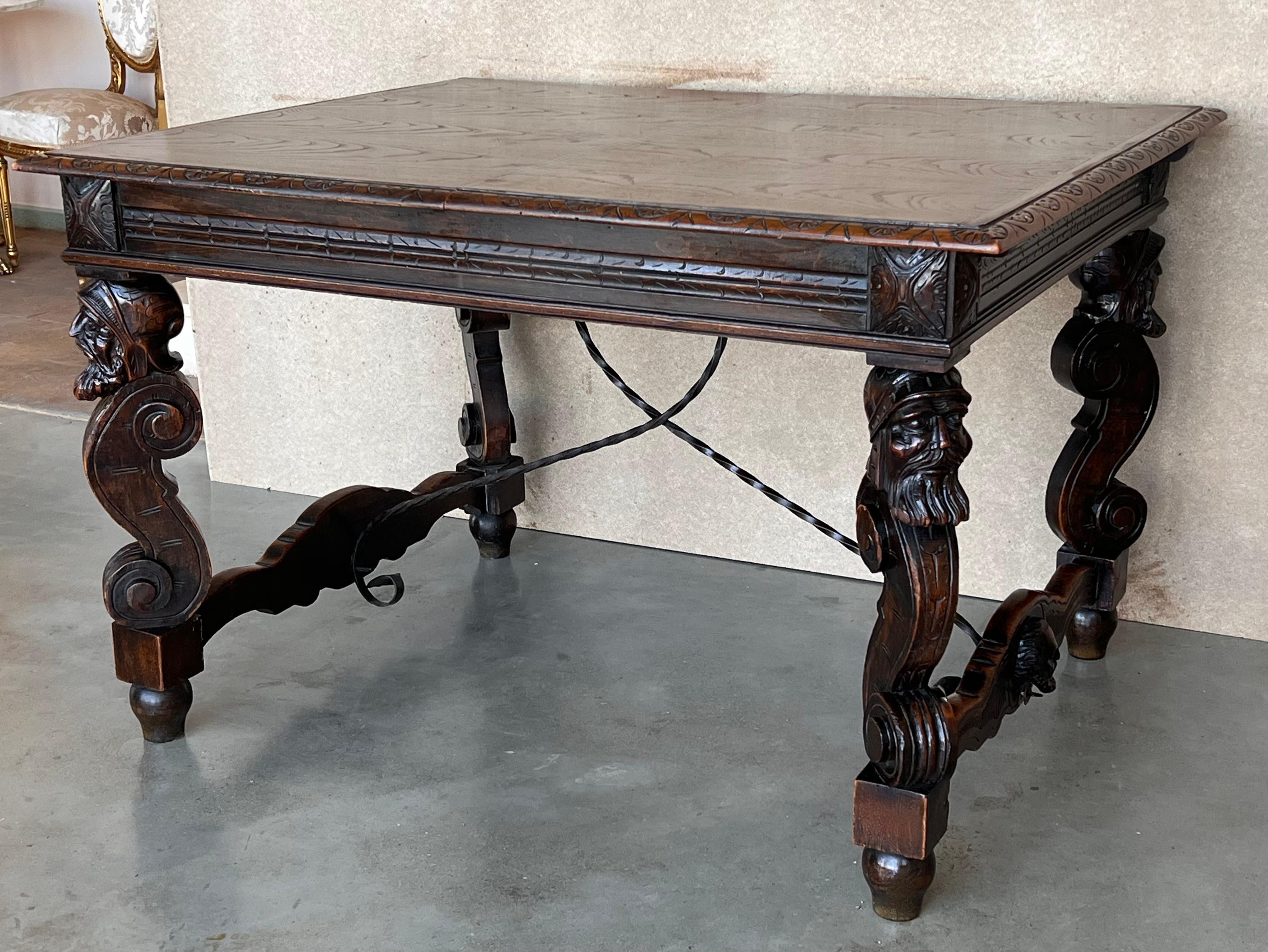 antique library table