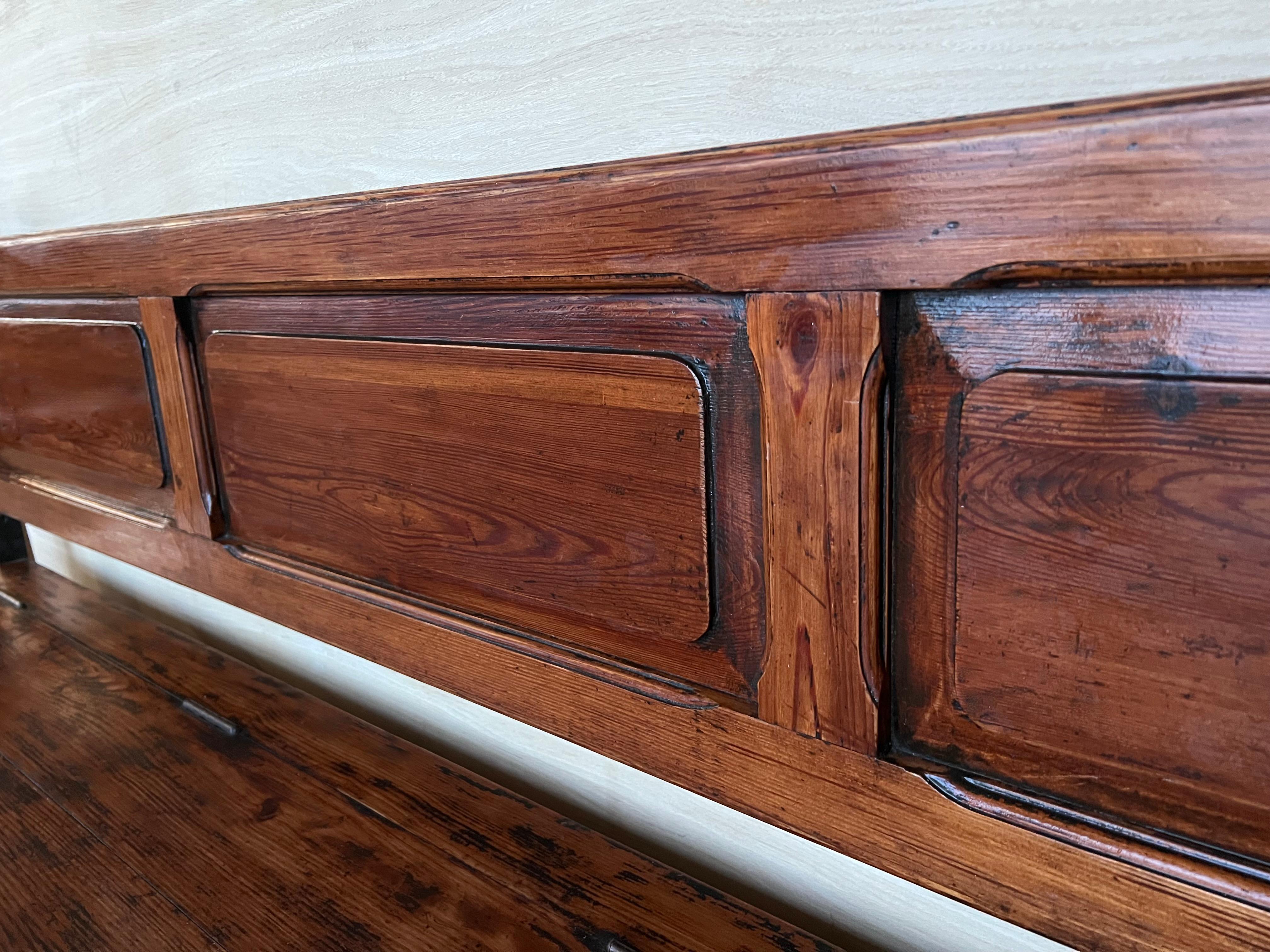 19th Spanish Carved Large Hall Bench with Storage 4