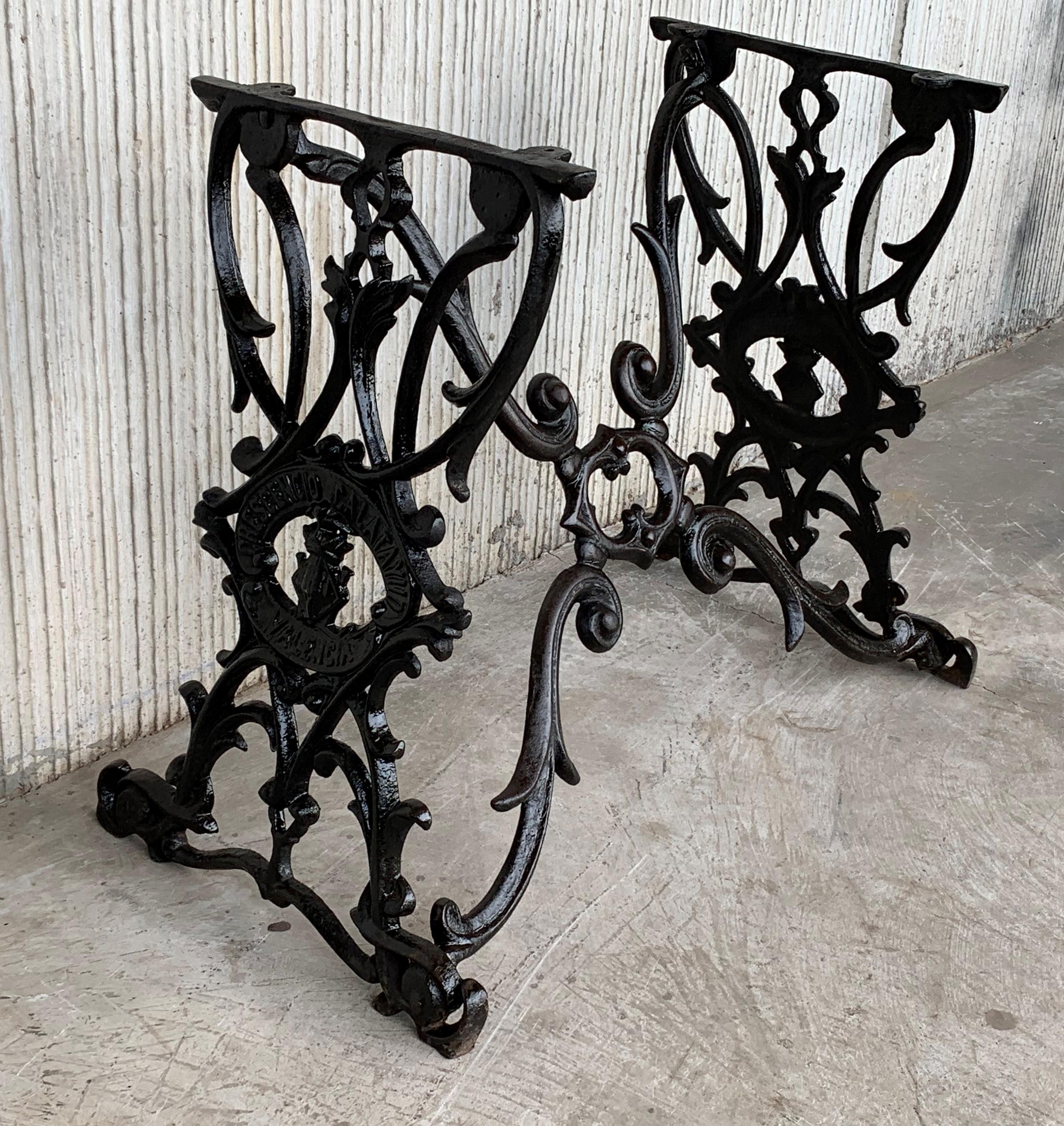 19th Century Spanish Cast Iron Bistro, Garden, Coffee Table with Marble Top 8