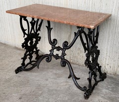 19th Century Spanish Cast Iron Bistro, Garden, Coffee Table with Marble Top